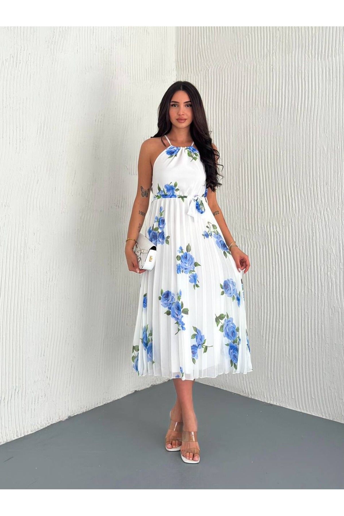 Elinmoda ŞİFON ASTARLI ELBİSE