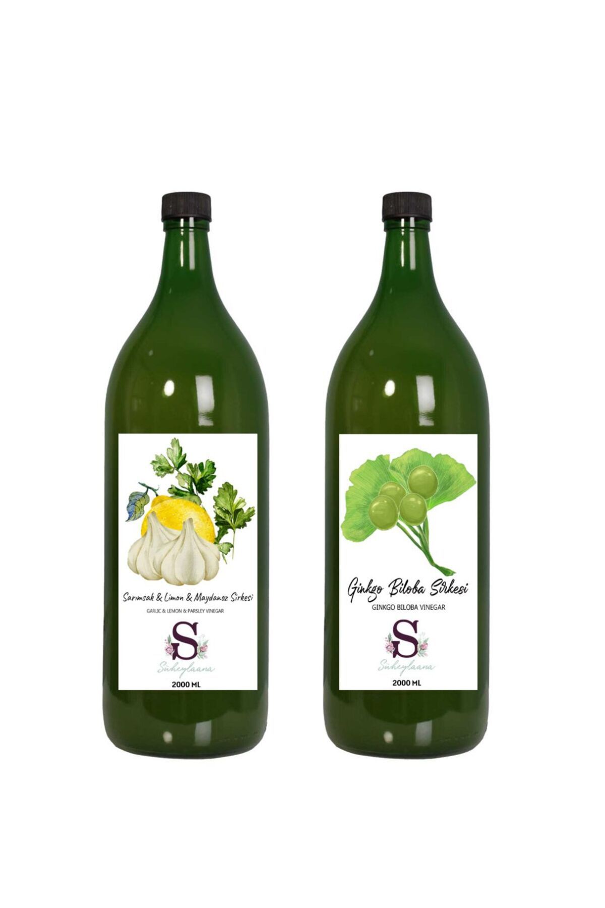 Süheylaana Doğal Sarımsak & Limon & Maydanoz Sirkesi 2000 Ml - Doğal Ginkgo Biloba Sirkesi 2000 Ml