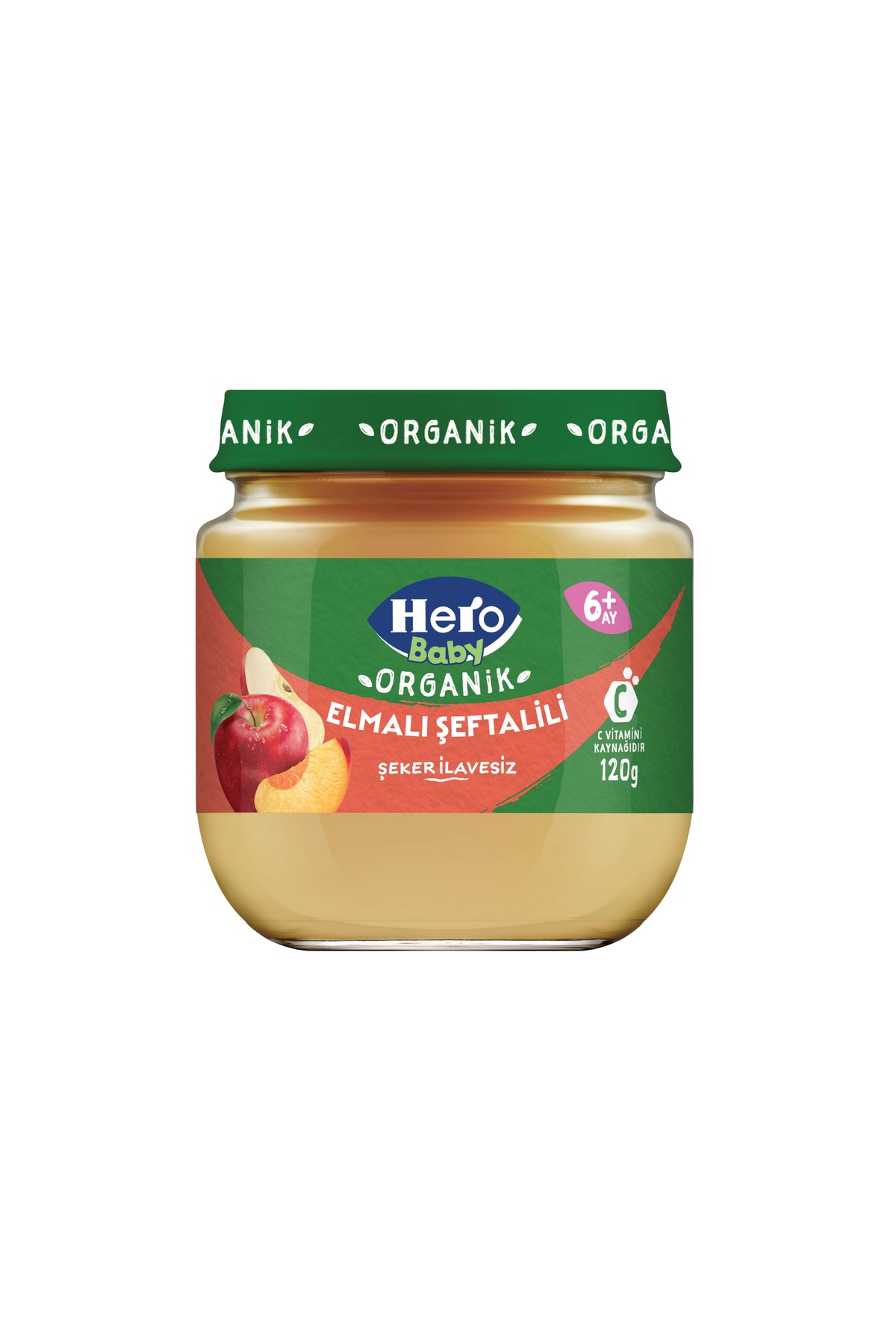 Hero Baby Organik Elma Şeftali Püresi Kavanoz Mama 120g x6 fotoğrafı 5 (önizleme)