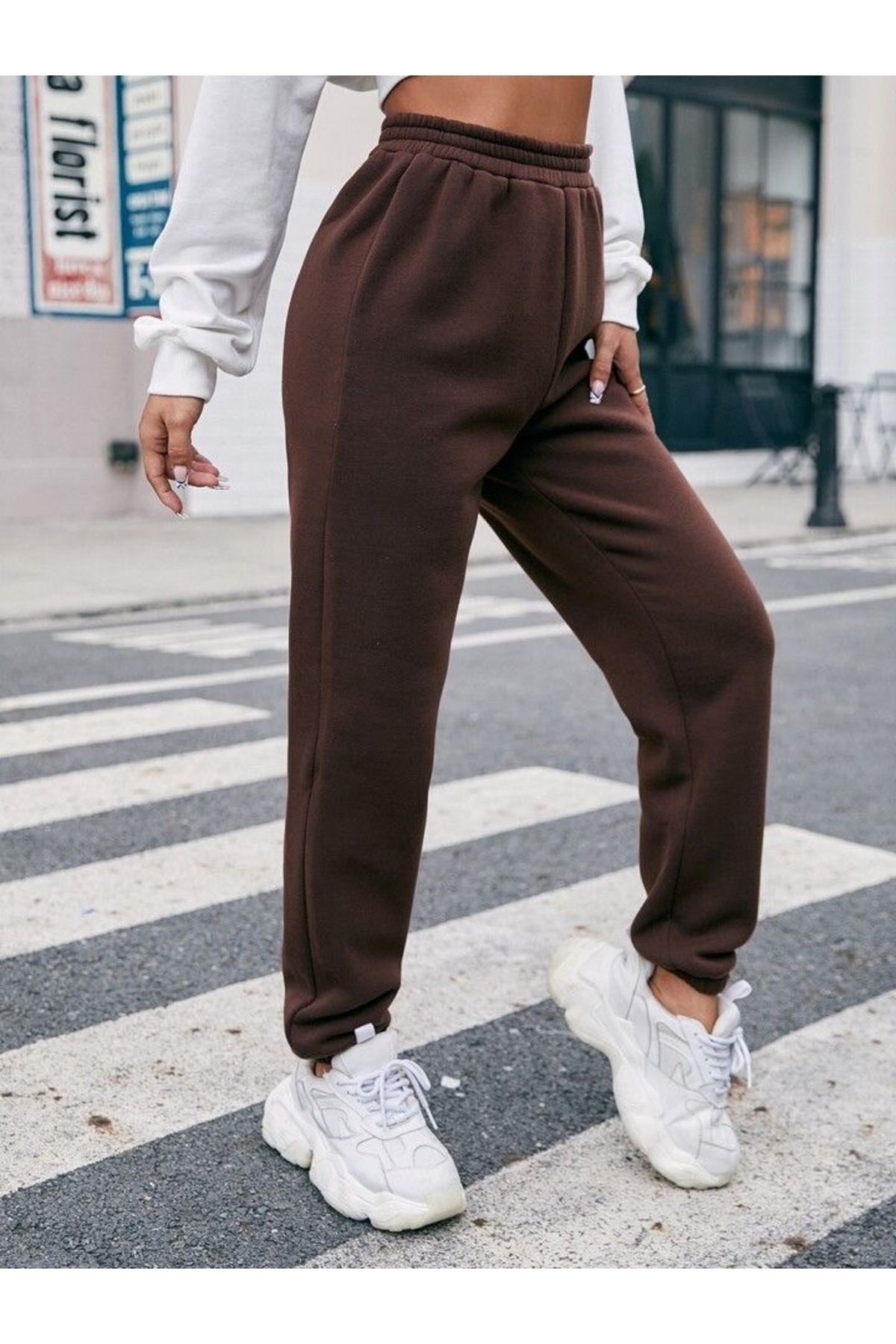 UYN SPORT Beli Lastikli Kahverengi Unisex Eşofman Altı