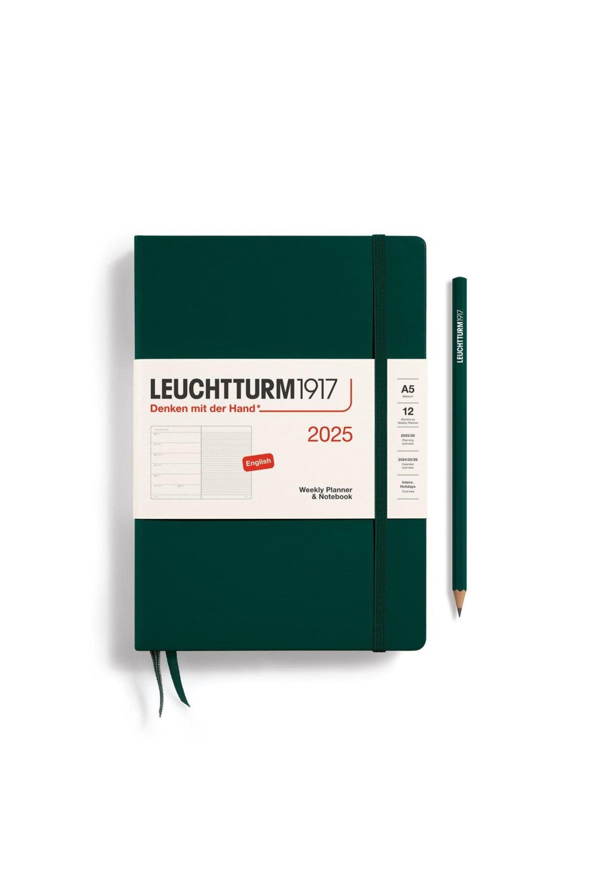 Leuchtturm1917 2025 Haftalık Planlayıcı Ve Not Defteri, Orta Boy (A5), 144 Sayfa, Ingilizce, Çizgili