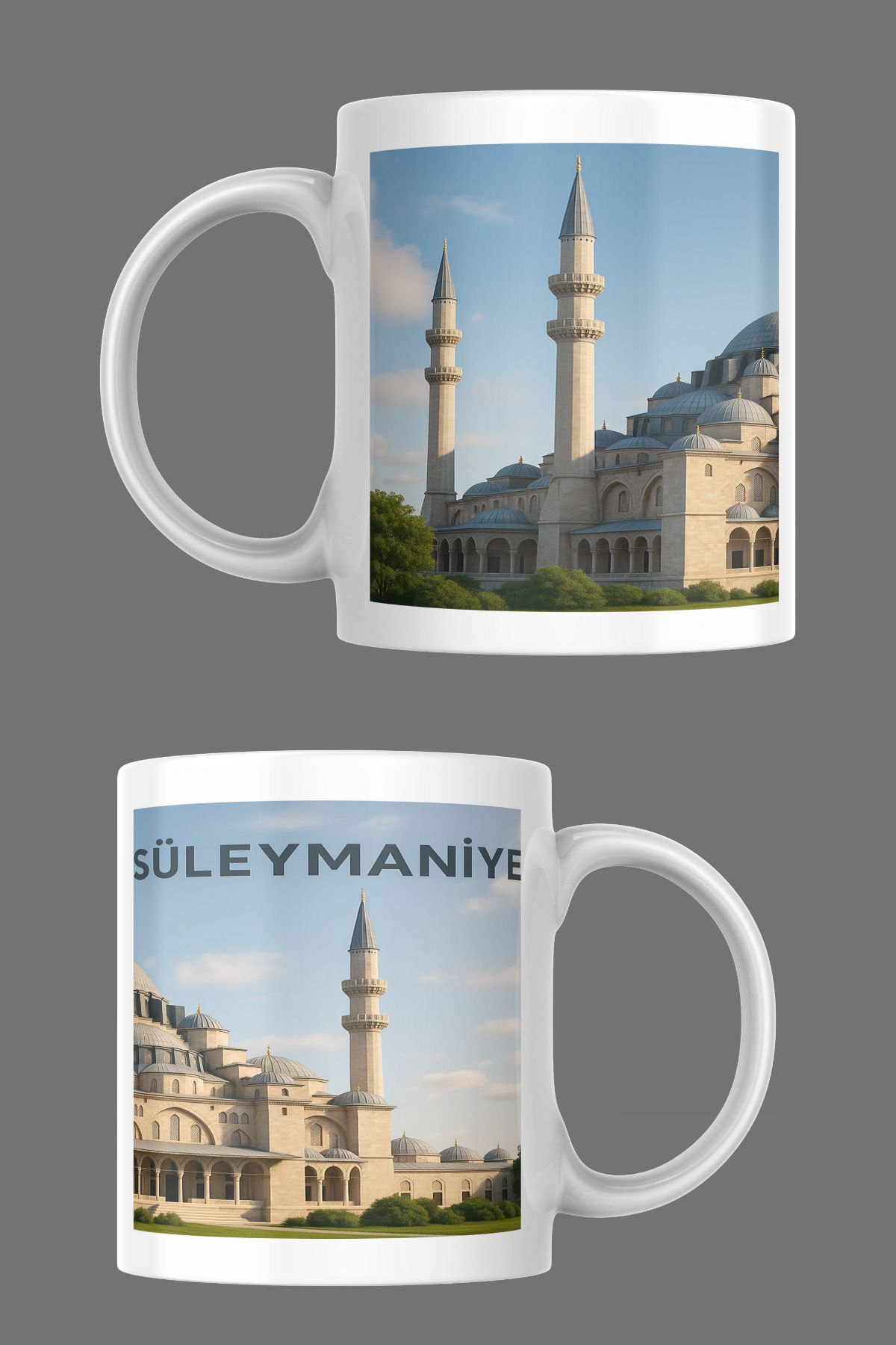 zerhome İstanbul Süleymaniye Camii Temalı Beyaz Porselen Kupa Bardak