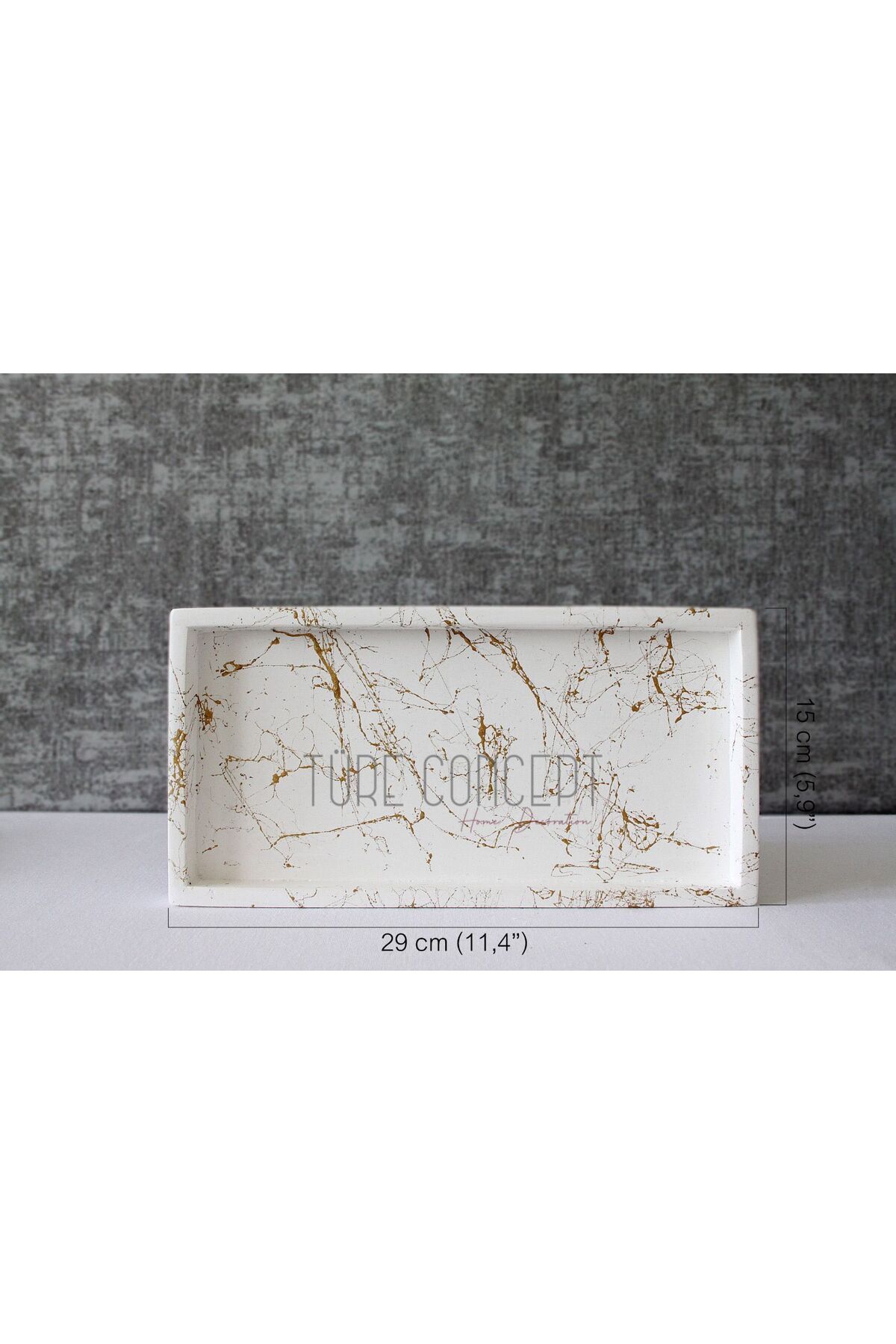 Ture Concept Gold dore detaylı beton tepsi