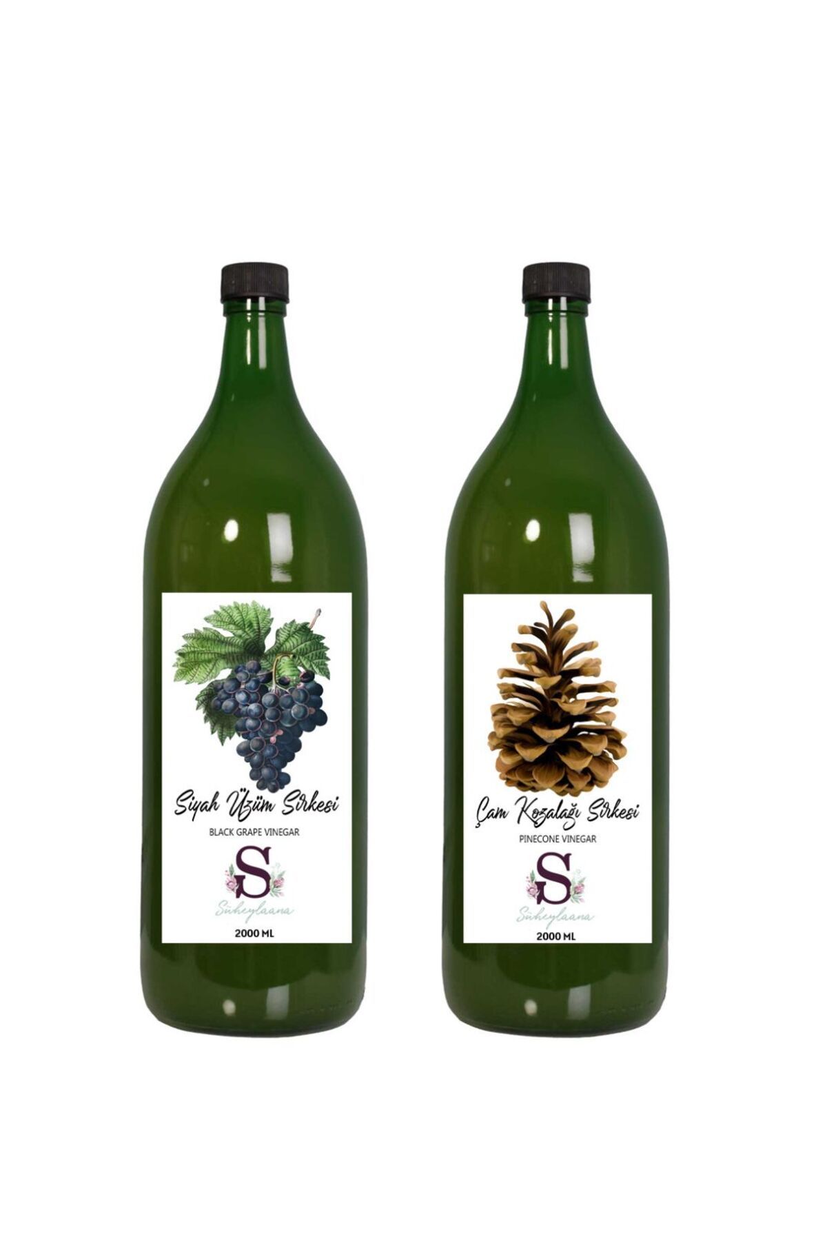 Süheylaana Doğal Siyah Üzüm Sirkesi 2000 Ml - Doğal Çam Kozalağı Sirkesi 2000 Ml