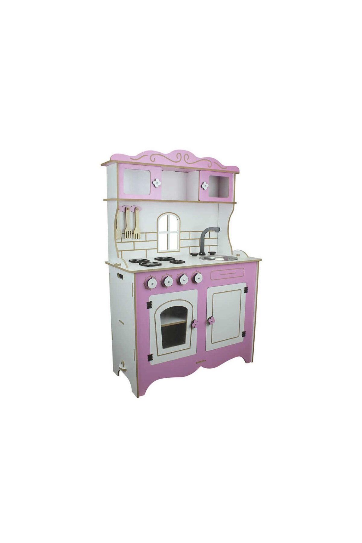 Emperium ÇG39 Okutan, Ahşap Çocuk Mutfağı Pembe Pencereli