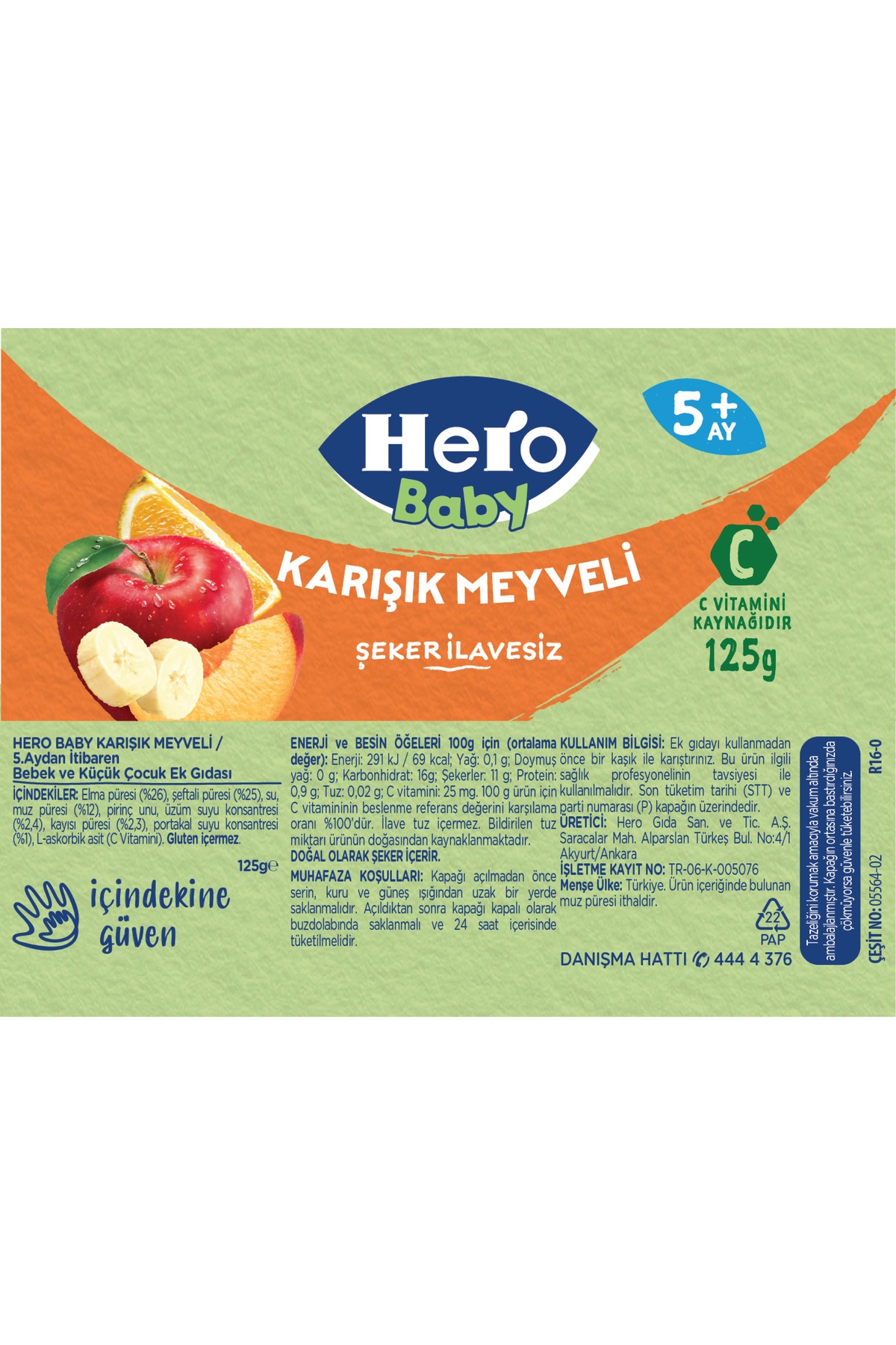Hero Baby Karışık Meyveli Kavanoz Mama 125g x12 fotoğrafı 6 (önizleme)