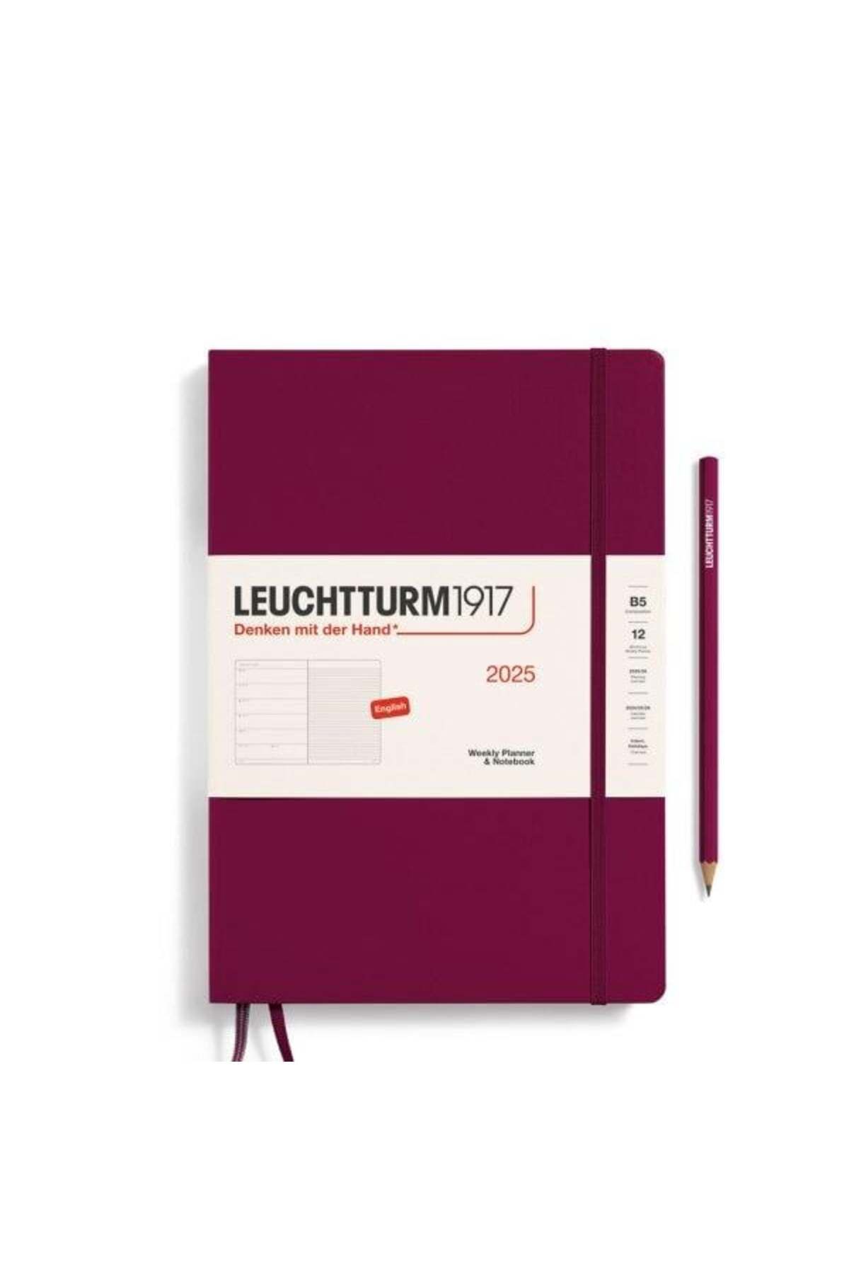 Leuchtturm1917 2025 Haftalık Planlayıcı Ve Not Defteri, Tablet Boy (B5), 144 Sayfa, Ingilizce, Çizgi