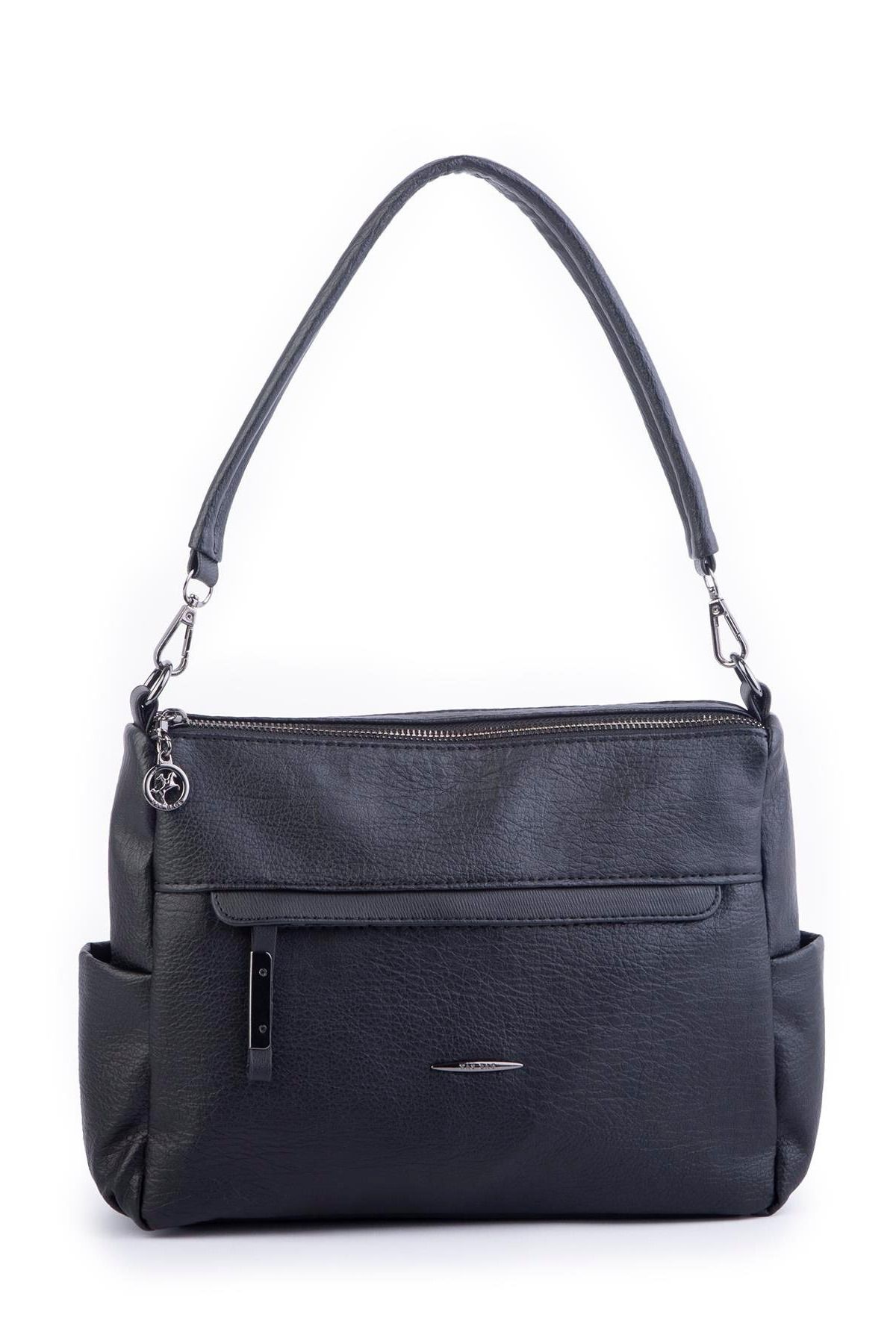 Nas Bag Çok Gözlü Yumuşak ve Hafif Yapılı Çift Askılı Omuz ve Çapraz Çanta - Siyah Lizbon (30x24 cm)