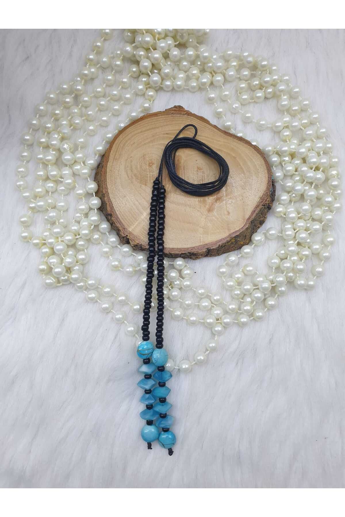 HAPPY HANDMADE 150cm Uzun Cok Fonksiyonlu Kolye/mavi Sarmali Uzun Kolye/hediyelik Taki/hediyelik