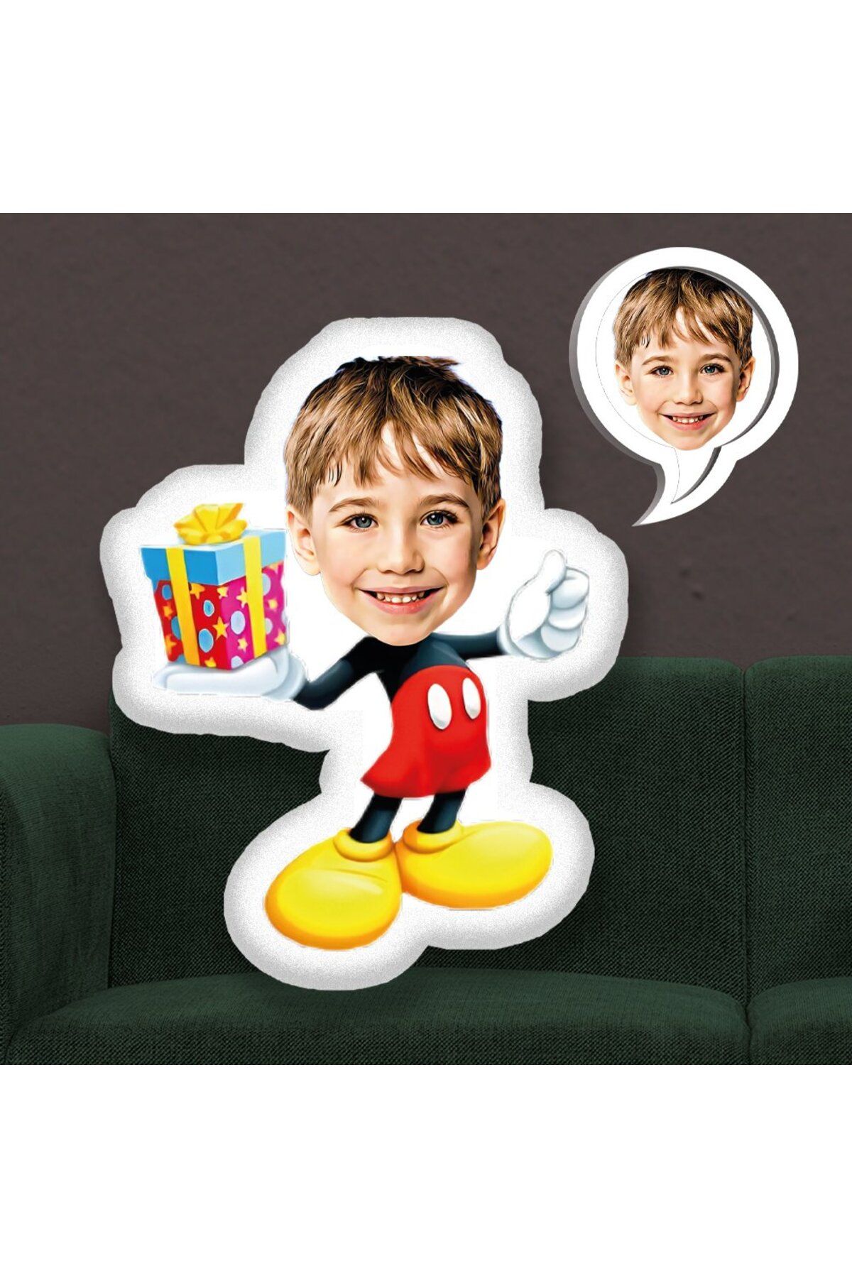 EJOYA Kişiye Özel Fotoğraflı Mikey Mouse Yastık 115309 70 cm