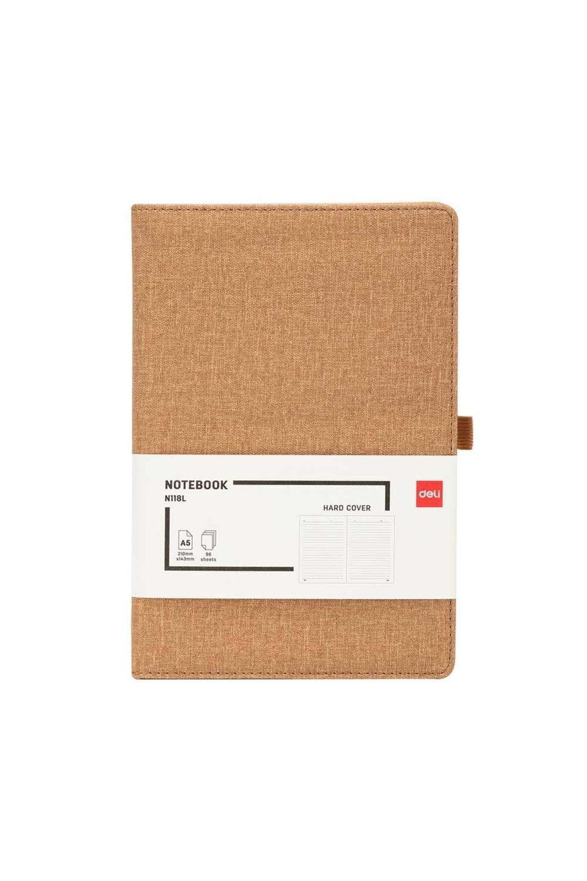 Deli Kumaş Kaplama Koyu Krem A5 96 Yp. Kareli Defter N118G