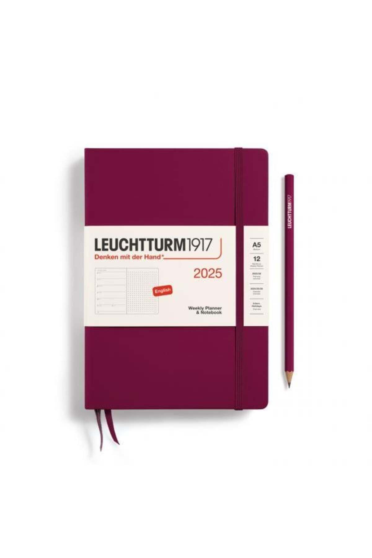 Leuchtturm1917 2025 Haftalık Planlayıcı Ve Not Defteri, Orta Boy (A5), 144 Sayfa, Ingilizce, Noktalı