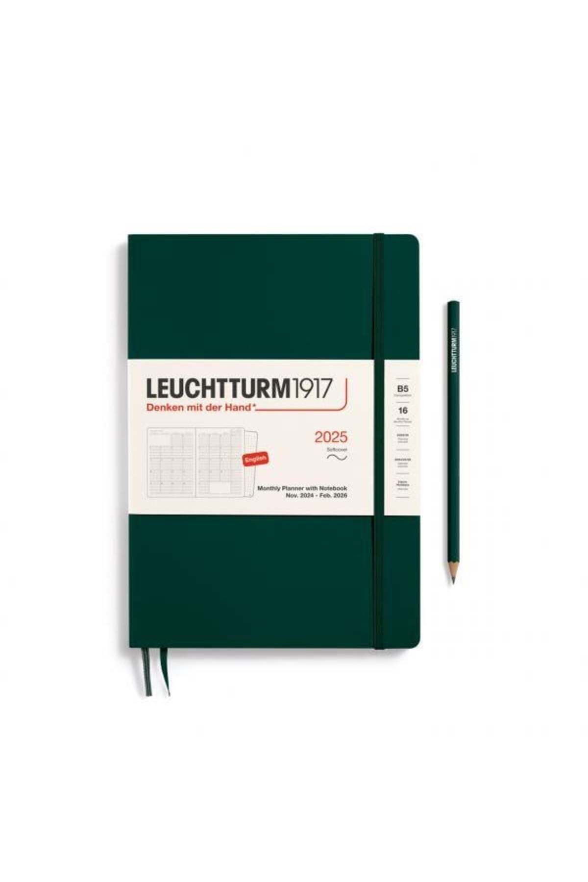 Leuchtturm1917 2025 Aylık Planlayıcı Ve Not Defteri, Yumuşak Kapak, 16 Aylık, Tablet Boy (B5), Ingil