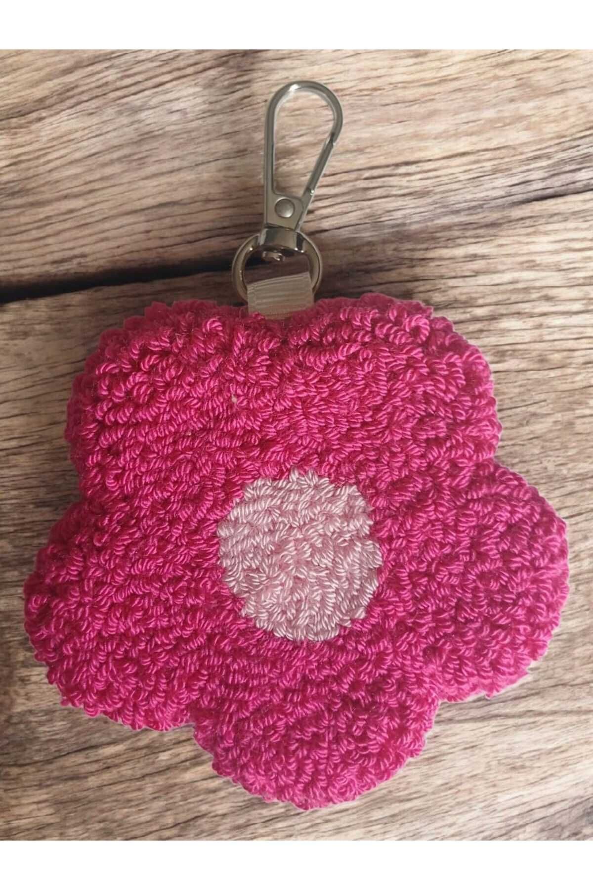 Tasarım Pembe Papatya Anahtarlık/Çanta Charmı