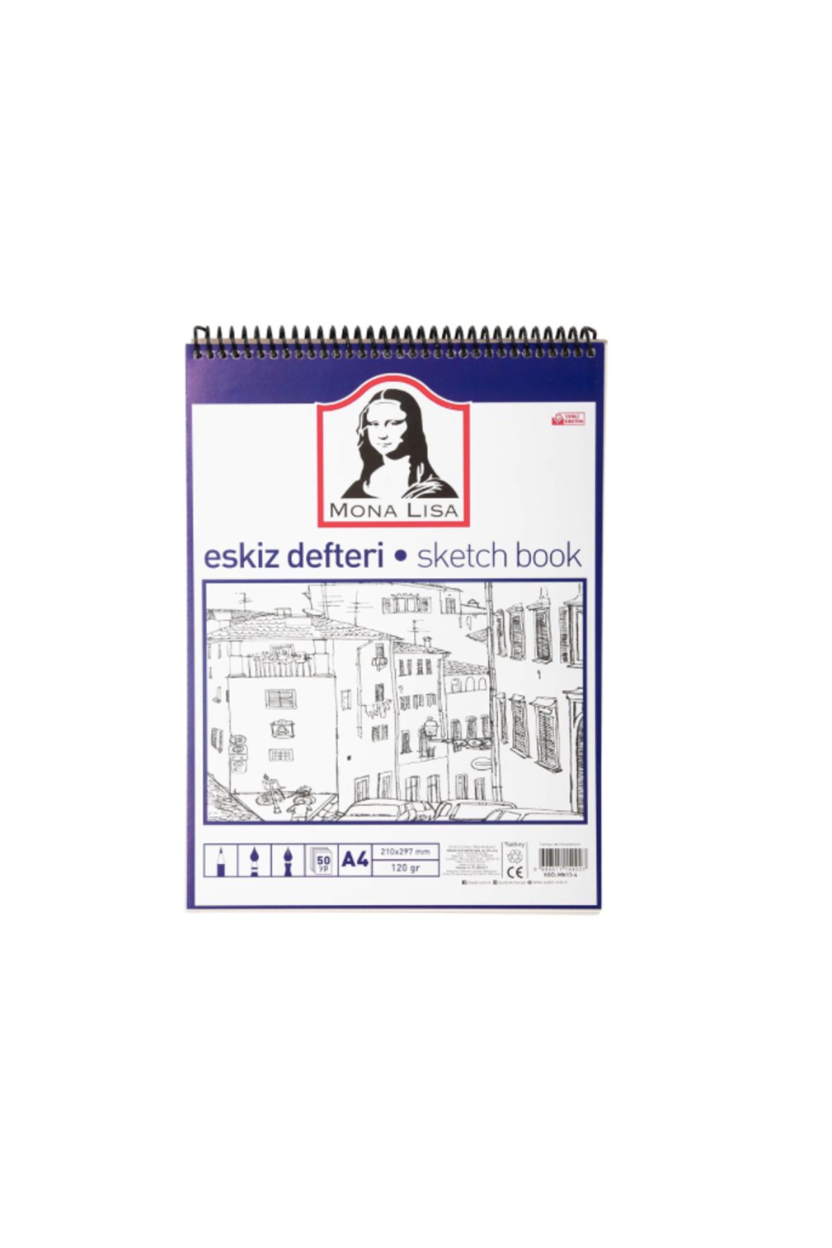 Südor Mona Lisa A4 Sketchbook Eskiz 120 gr Telli Çizim Defter