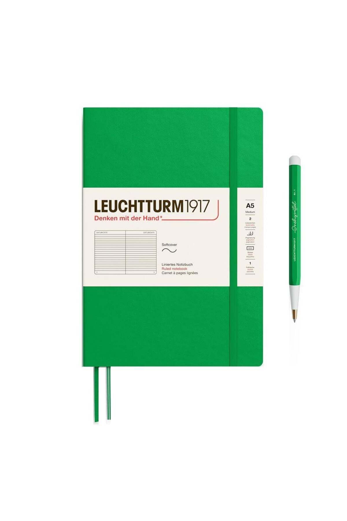 Leuchtturm1917 2025 Colors Orta Boy (A5), Yumuşak Kapak, 123 Sayfa, Çizgili Defter Spring Leaf 37220