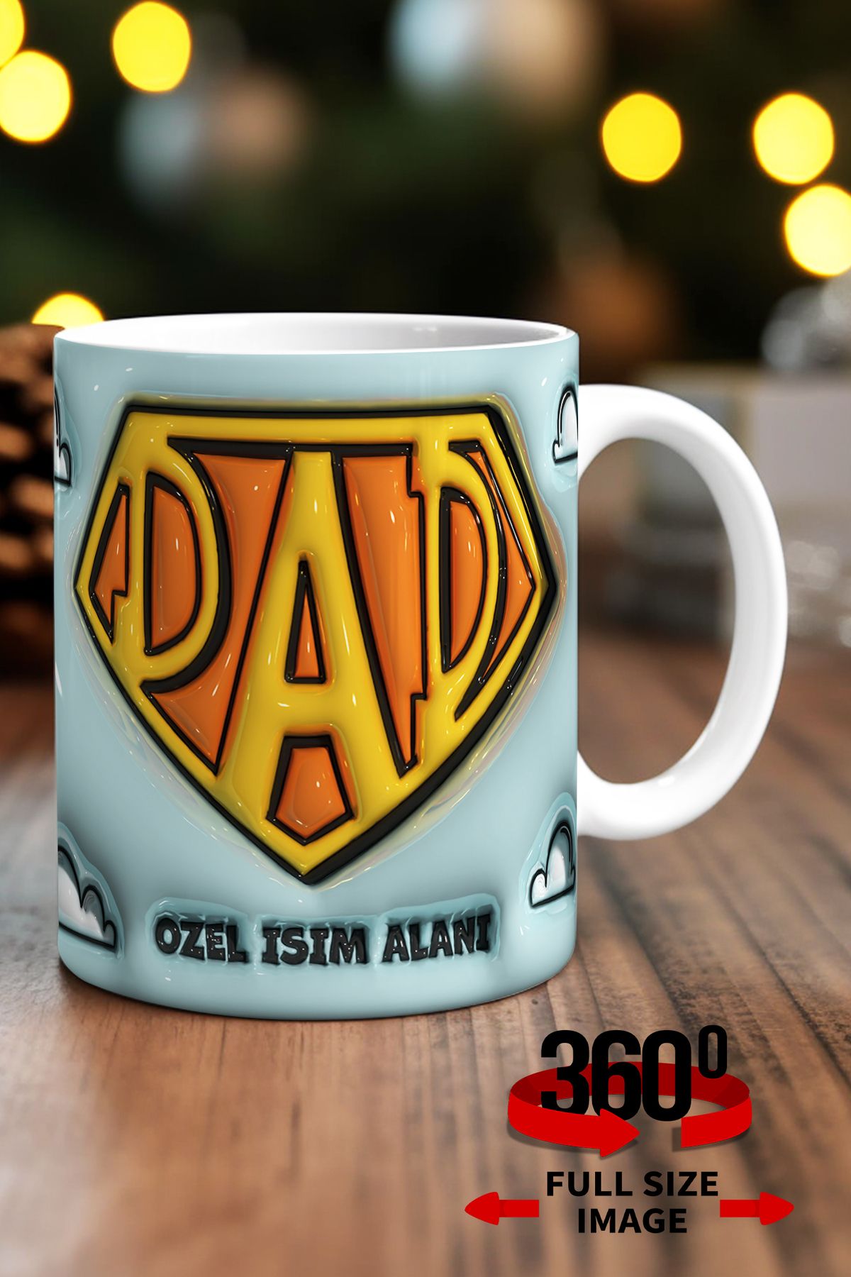 dijital moda tasarım 15 Haziran Babalar Günü 3D Kabartma Desen Efektli Kişiye Özel Hediyelik Porselen Kupa Bardak