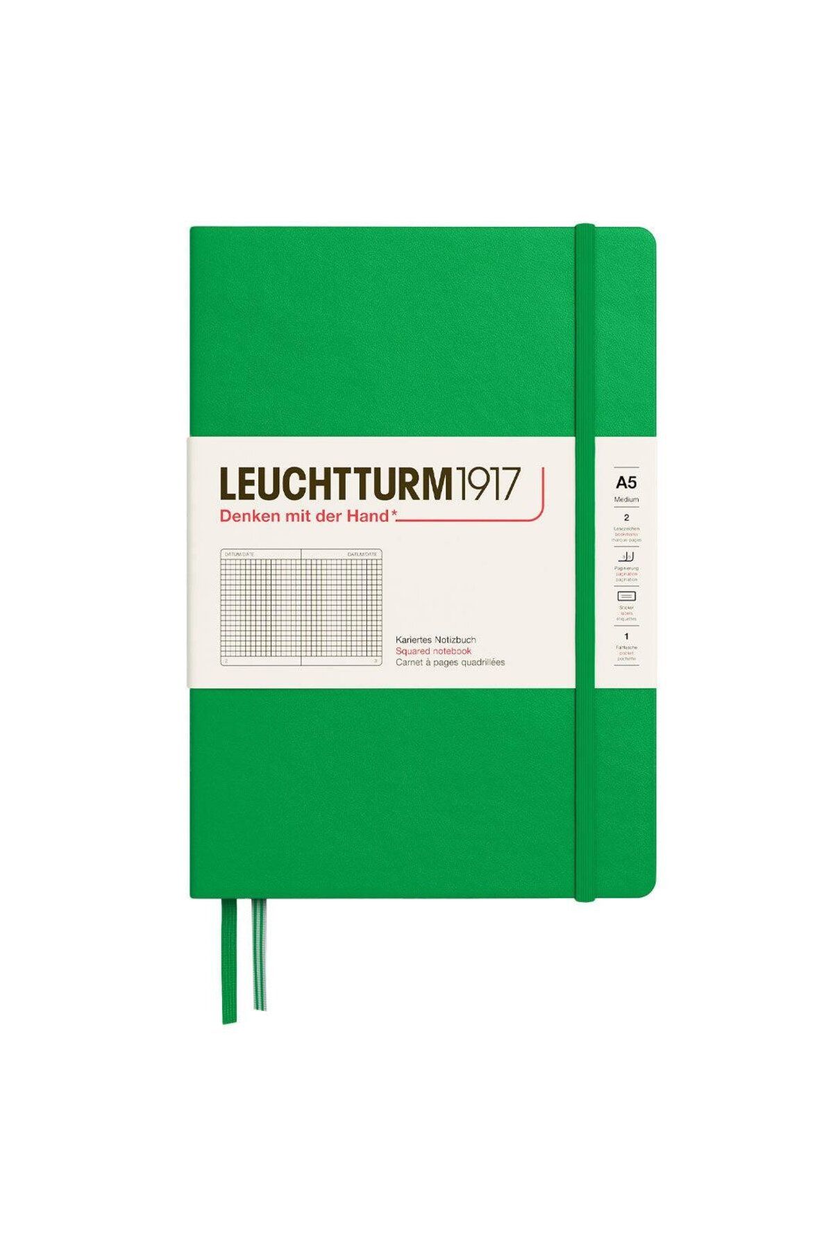 Leuchtturm1917 2025 Colors Orta Boy (A5), Sert Kapak, 251 Sayfa, Kareli Defter Spring Leaf 372195