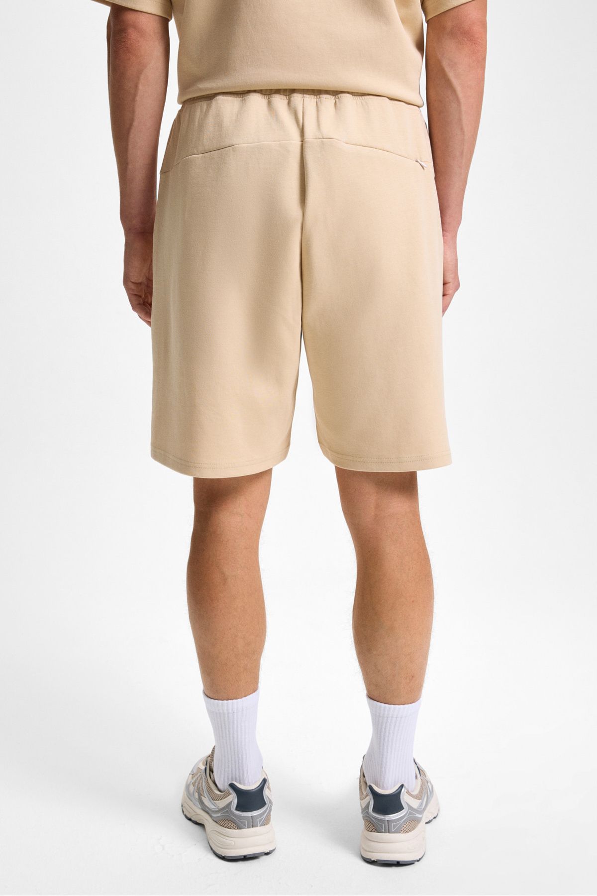 GRIMELANGE-Bailey Men's Relaxed Fit Beige Shorts with Elastic Waist and Back Single Pocket Cord 6