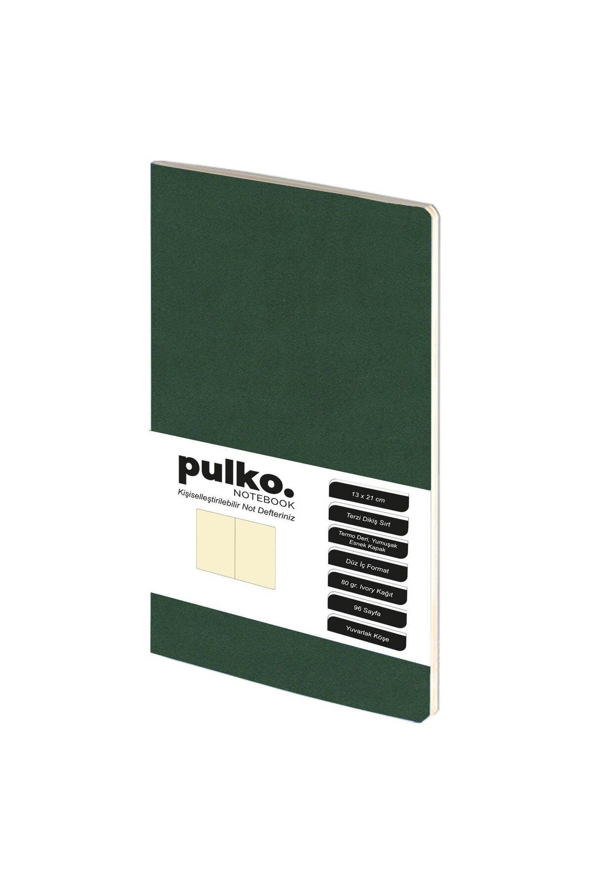 Pulko Terzi Dikiş 13x21 Cm Çizgisiz Defter Orman Yeşili
