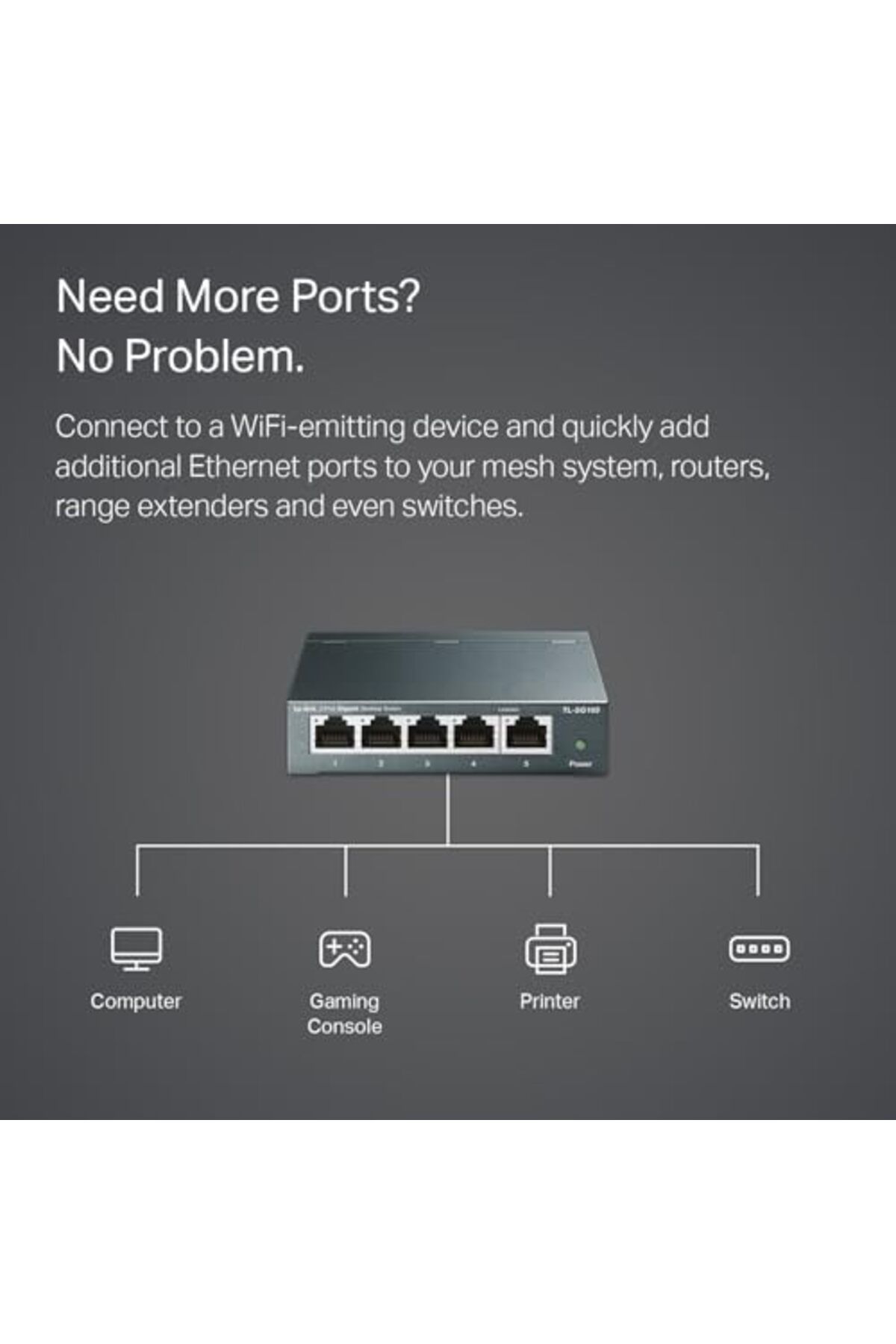 TP-LINK-TL-SG105 5-Port Gigabit Steel Desktop Switch 8
