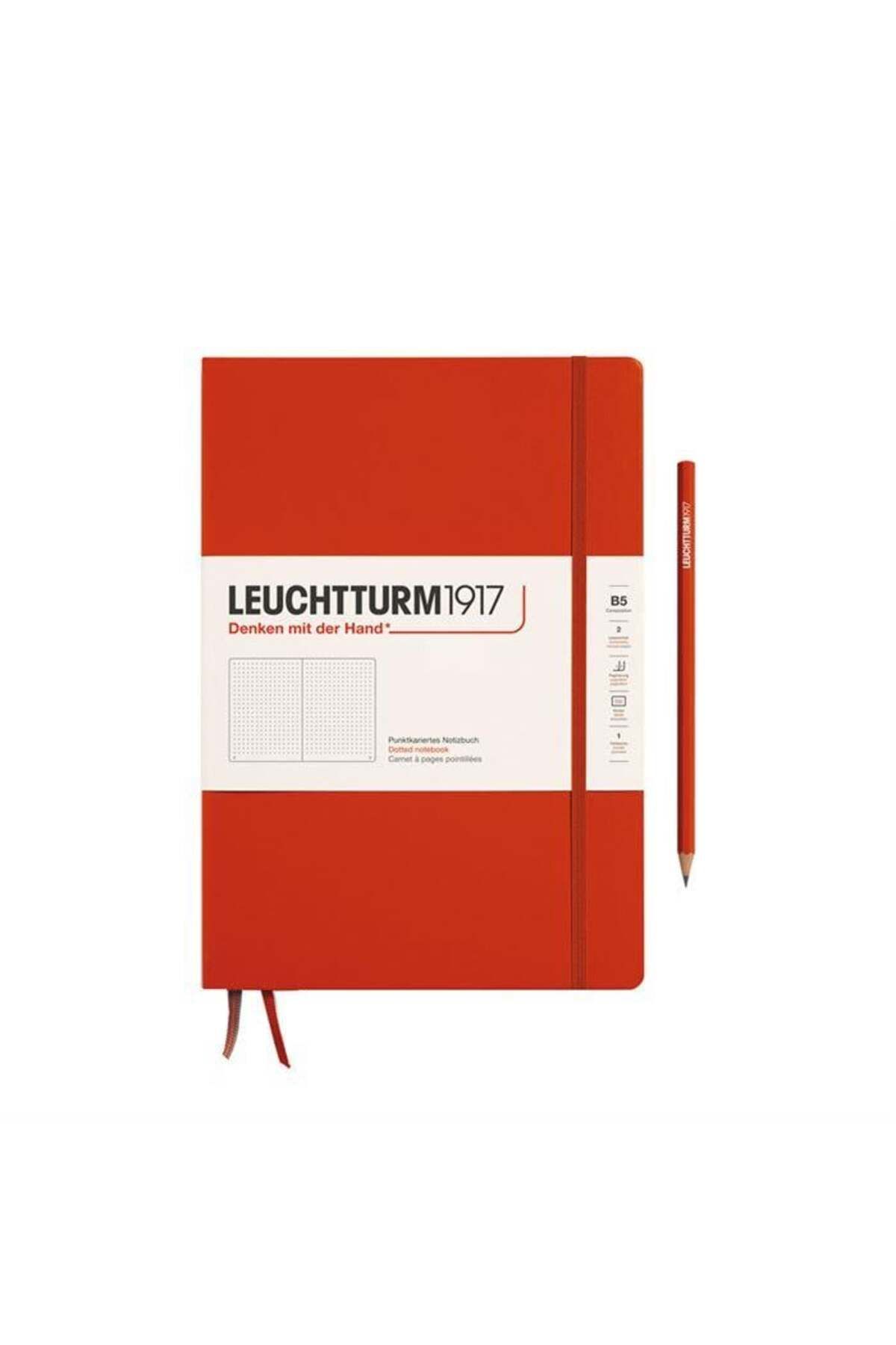 Leuchtturm1917 Composition Notebook, B5, Sert Kapak, 219 Sayfa Not Defteri, Noktalı, Fox Red 370276