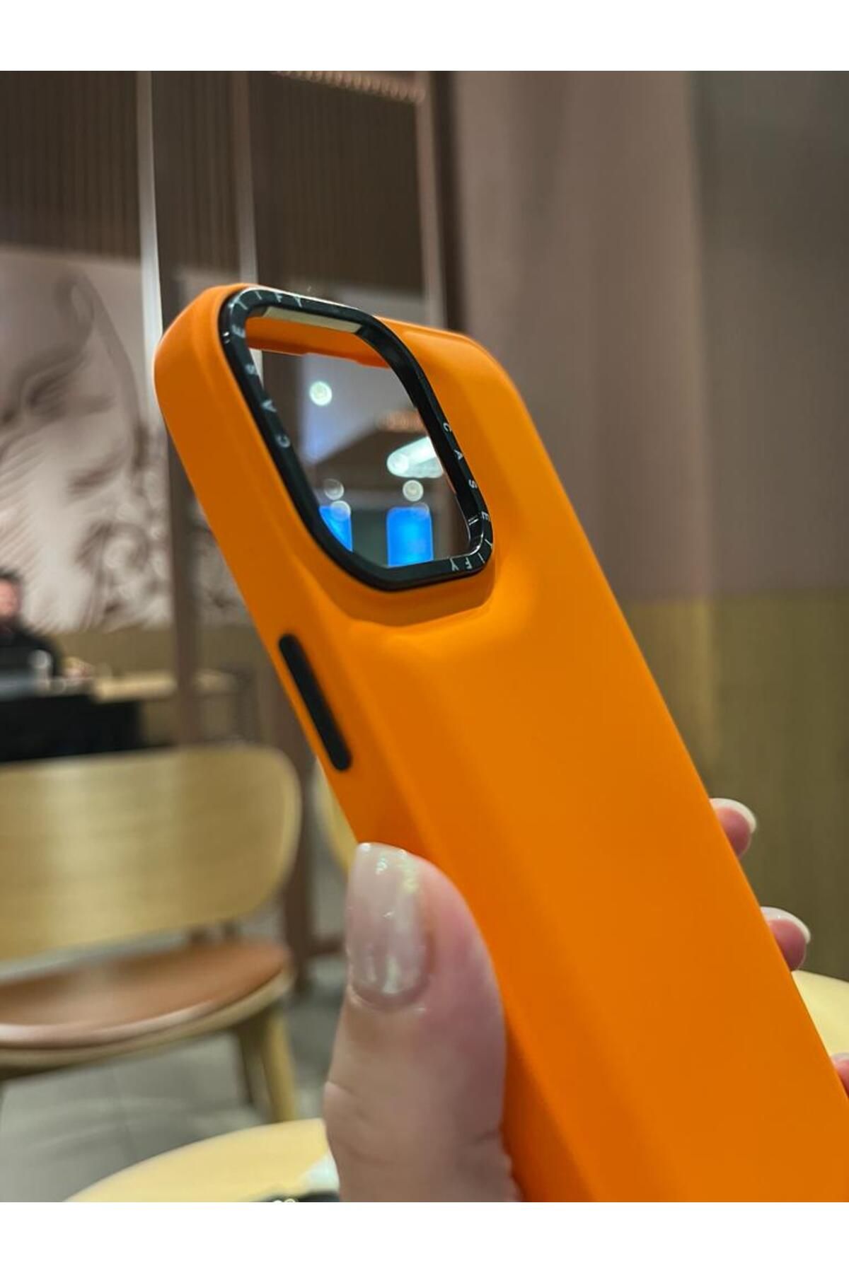 Serena Company iPhone 13 Pro Max Yumuşak Dokulu Turuncu Telefon Kılıfı