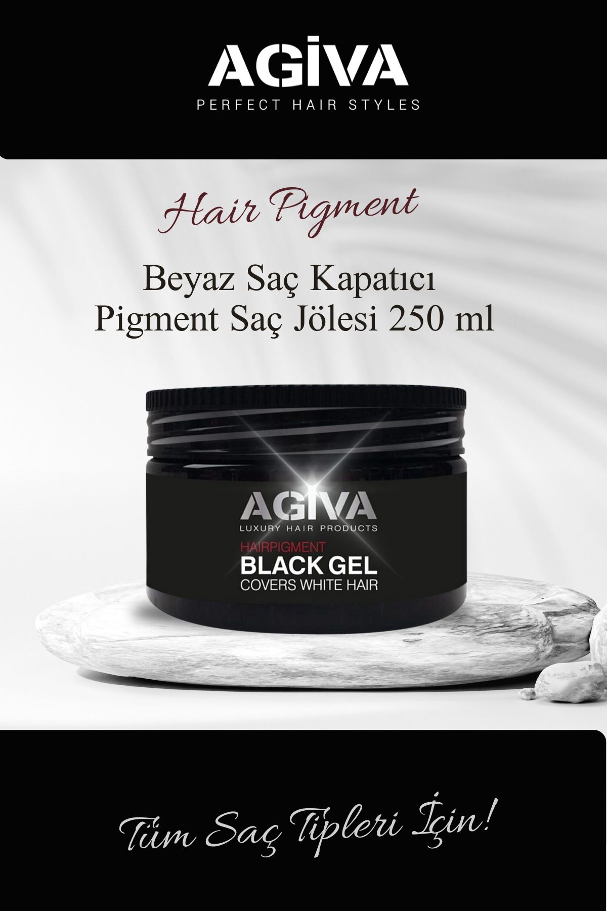 Agiva Black Gel Beyaz Saçlar Için Kapatıcı Saç Şekillendirici Güçlü Jöle Cover White Hair 250 ml