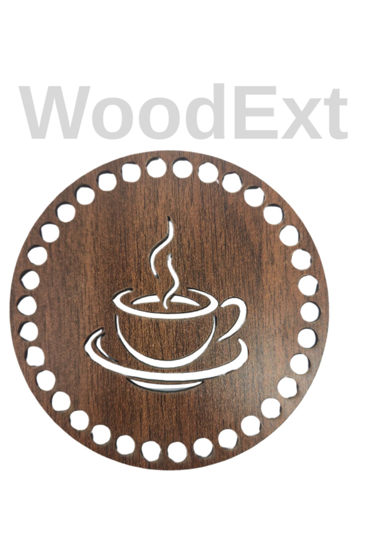 Woodext Örülebilir Ahşap Bardak Altlığı . Kenarları delikli. 1 adet, 12 Cm Çapında