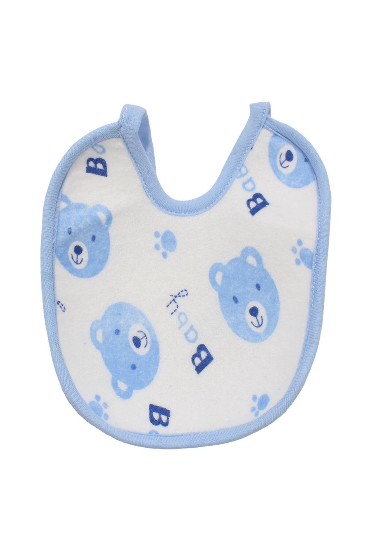 bebegen Unisex Mavi Baby Ayı Desenli Havlu Su Geçirmez Önlük