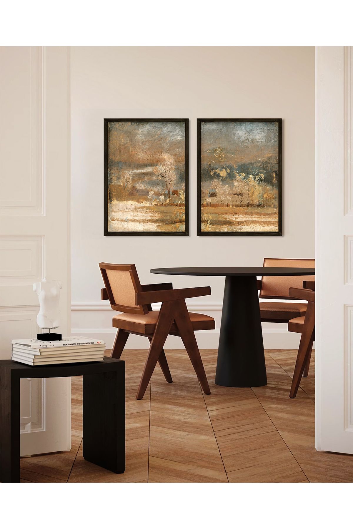 Vetro Design Yağlıboya Dokulu Manzara Çerçeveli Tablo Set