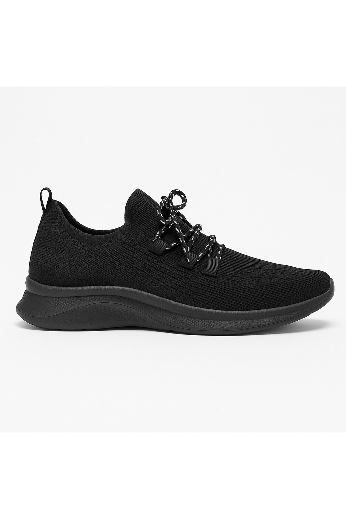 Günlük Fileli Bağcıklı Kadın Spor Ayakkabı Siyah Sneaker