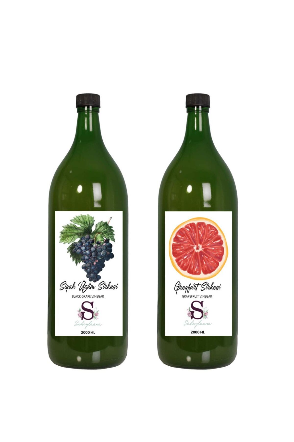 Süheylaana Doğal Siyah Üzüm Sirkesi 2000 Ml - Doğal Greyfurt Sirkesi 2000 Ml