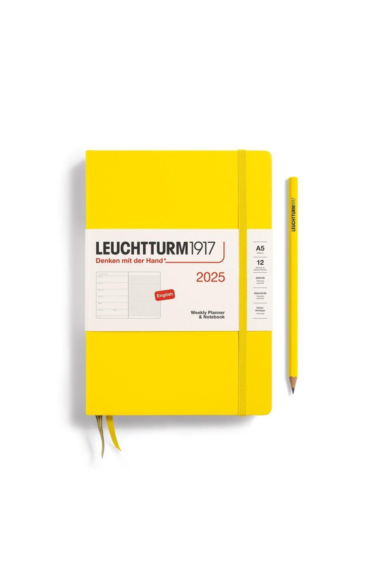 Leuchtturm1917 2025 Haftalık Planlayıcı Ve Not Defteri, Orta Boy (A5), 144 Sayfa, Ingilizce, Çizgili