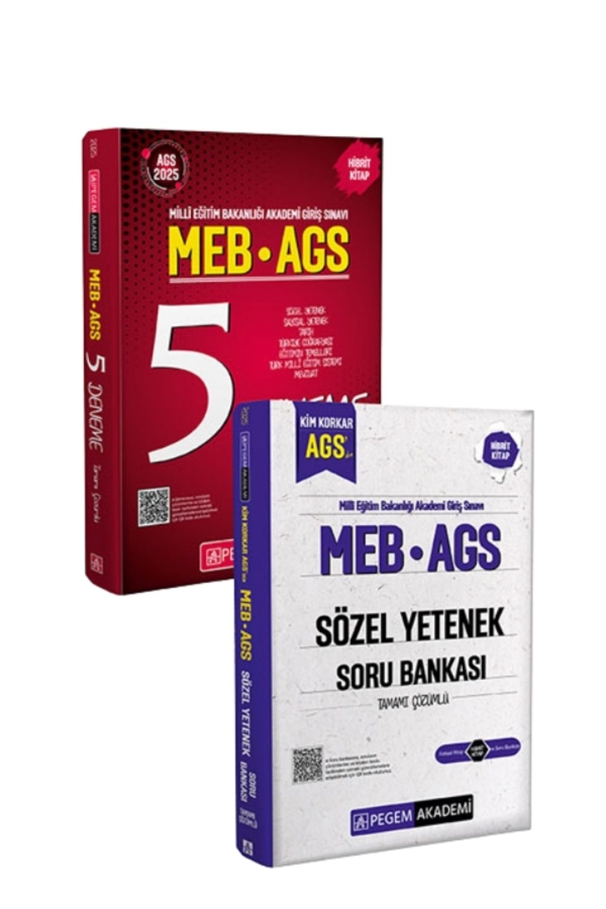 Pegem Akademi Yayıncılık PEGEM 2025 MEB AGS 5 Deneme + Sözel Yetenek Soru Bankası Seti | 2 Kitap | Tamamı Çözümlü