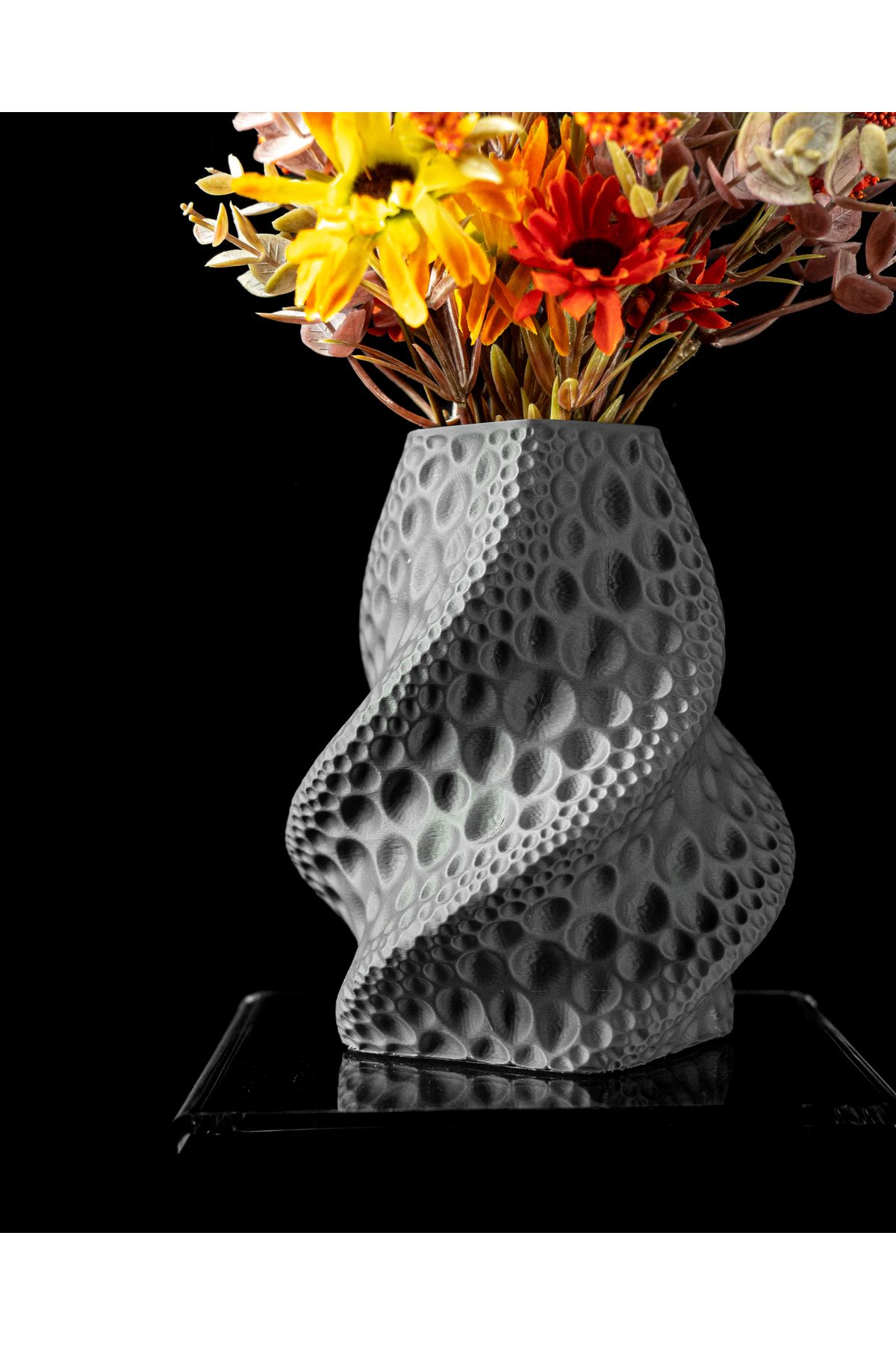 GRAT3D Ay Desenli Kuru Çiçek Vazosu 18 cm
