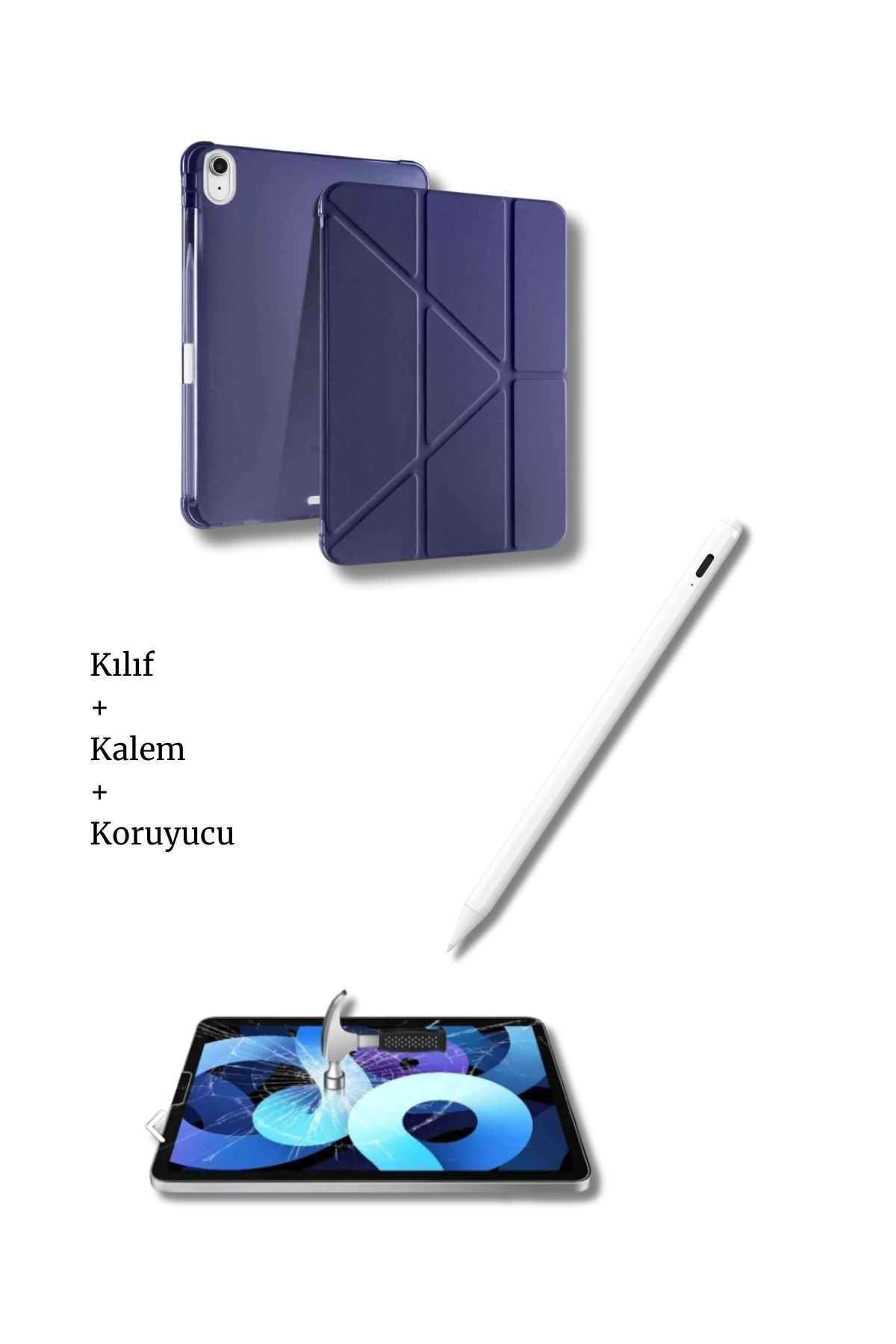 Fuchsia iPad A16 11. Nesil ve 10. Nesil A3355 A2757 Uyumlu Tablet Kılıfı Tablet Kalemi Ekran Koruyucu Set