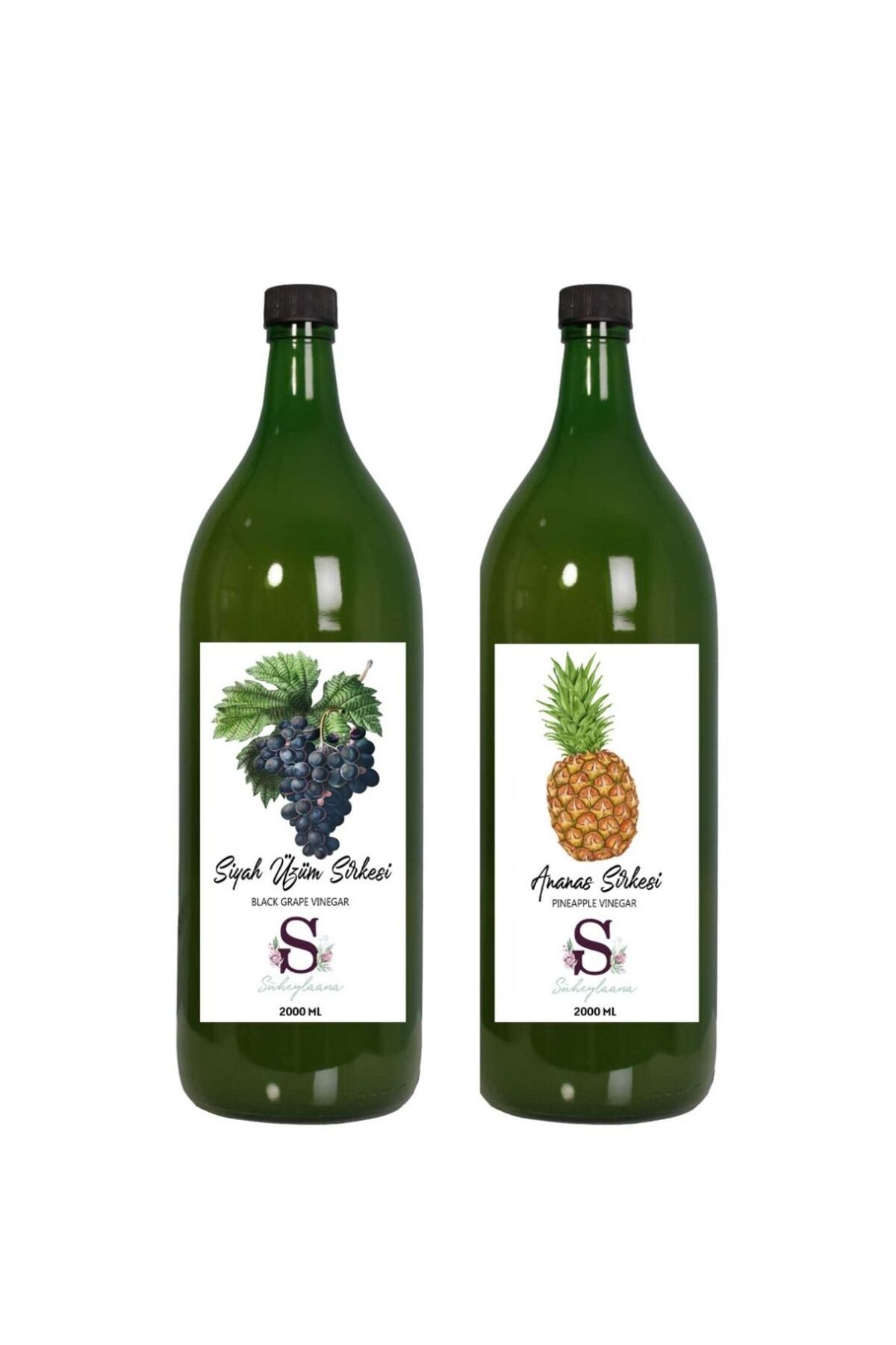 Süheylaana Doğal Siyah Üzüm Sirkesi 2000 Ml - Doğal Ananas Sirkesi 2000 Ml