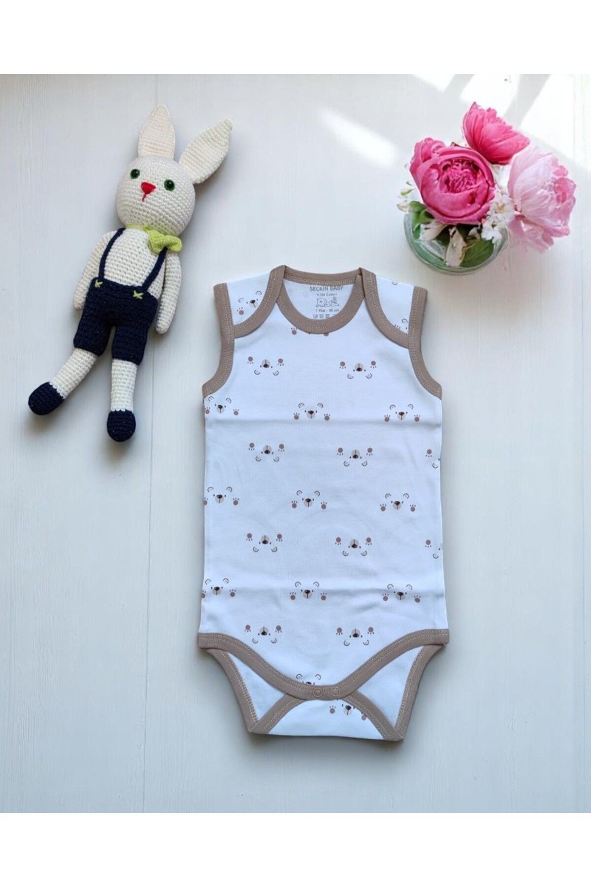 MINNOOSH BABY Desenli Çıtçıtlı Üçlü %100 Organik Pamuklu Bebek Zıbın