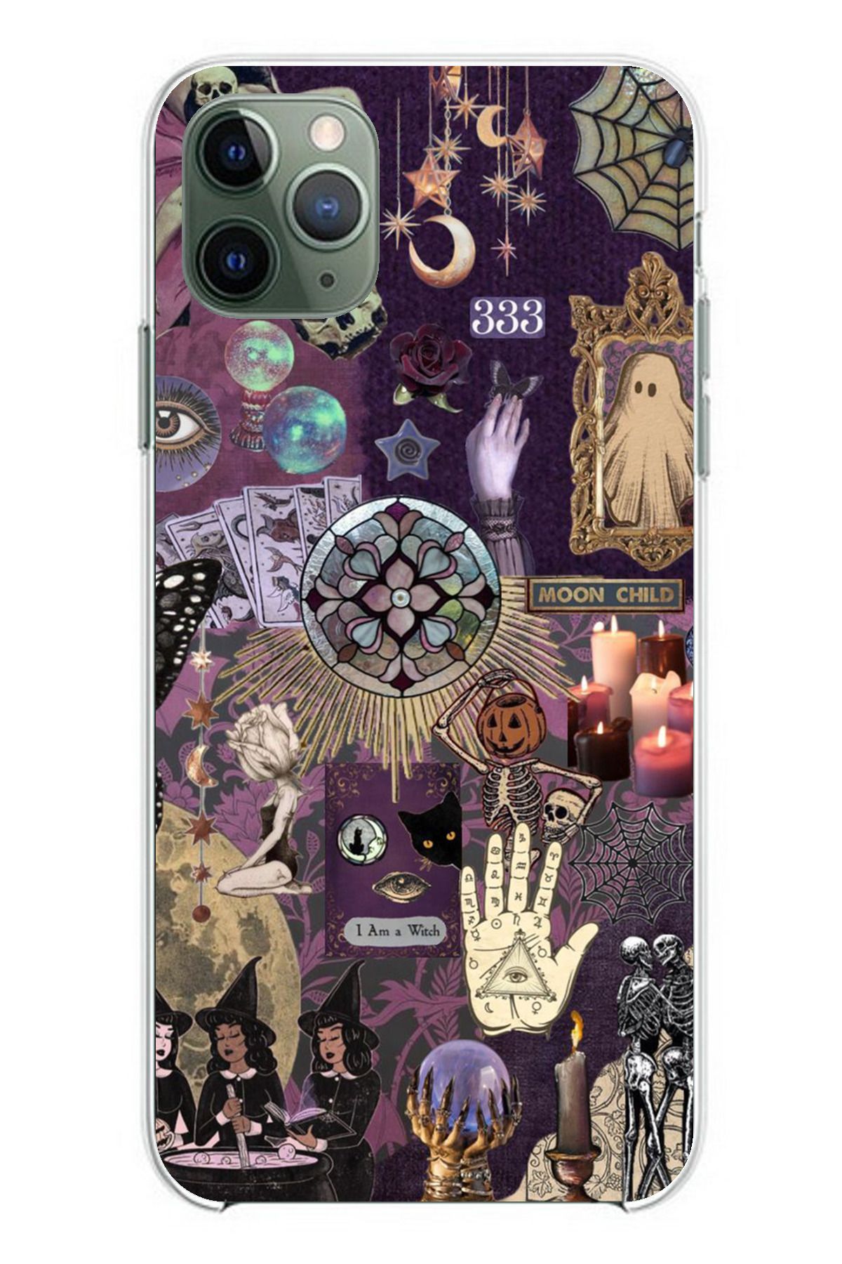 TechTree iPhone 11 PRO Uyumlu Hallowen Cadılar Astroloji Şeffaf Silikon Kılıf