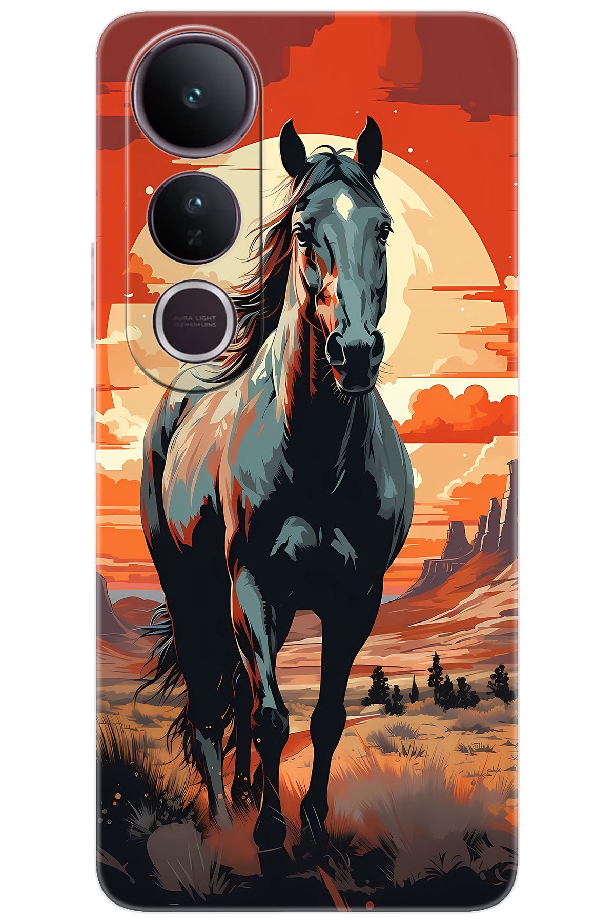 Ceppare Vivo V50 Lite 5G (V2441) Uyumlu Kılıf Desen Baskılı Silikon Western Atı STK:655 CP-7MQtaq0
