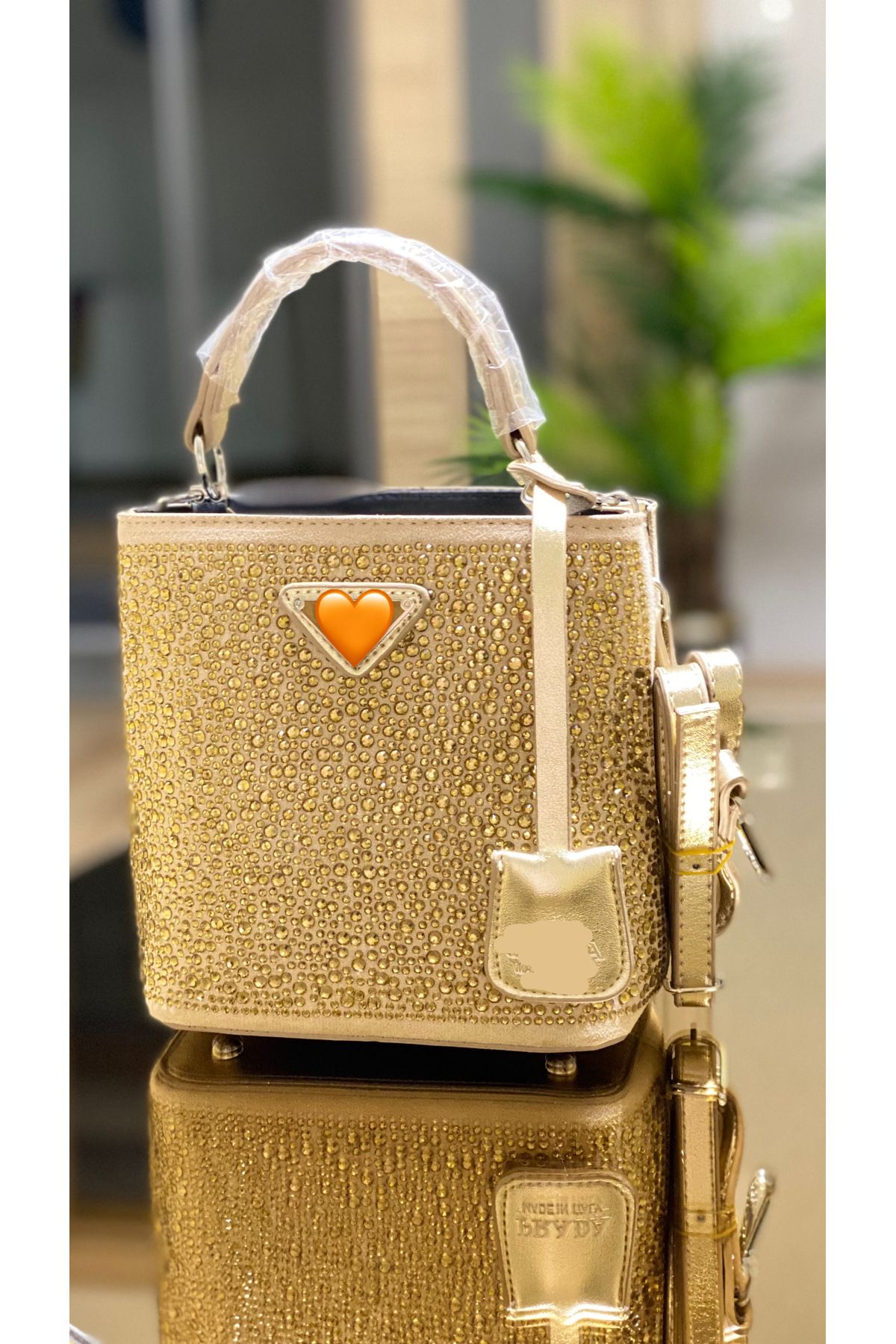 ROSESSO Gold taşlı çanta