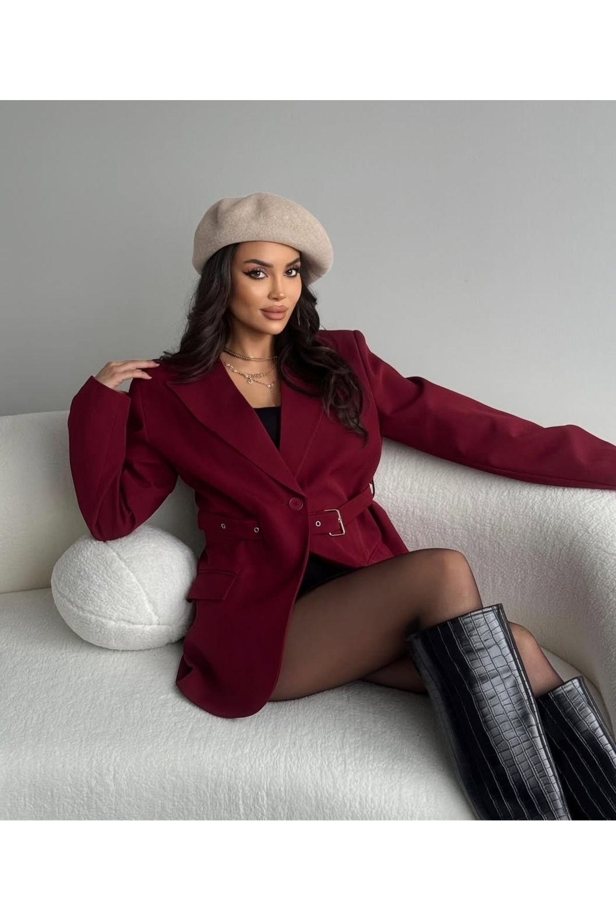 MissPul Kadın Yeni Sezon Kemer Detaylı Blazer Ceket