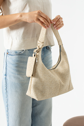 Valu Accessorize Bella Hasır Görünümlü Cüzdan Detaylı Kadın Omuz ve Kol Çantası