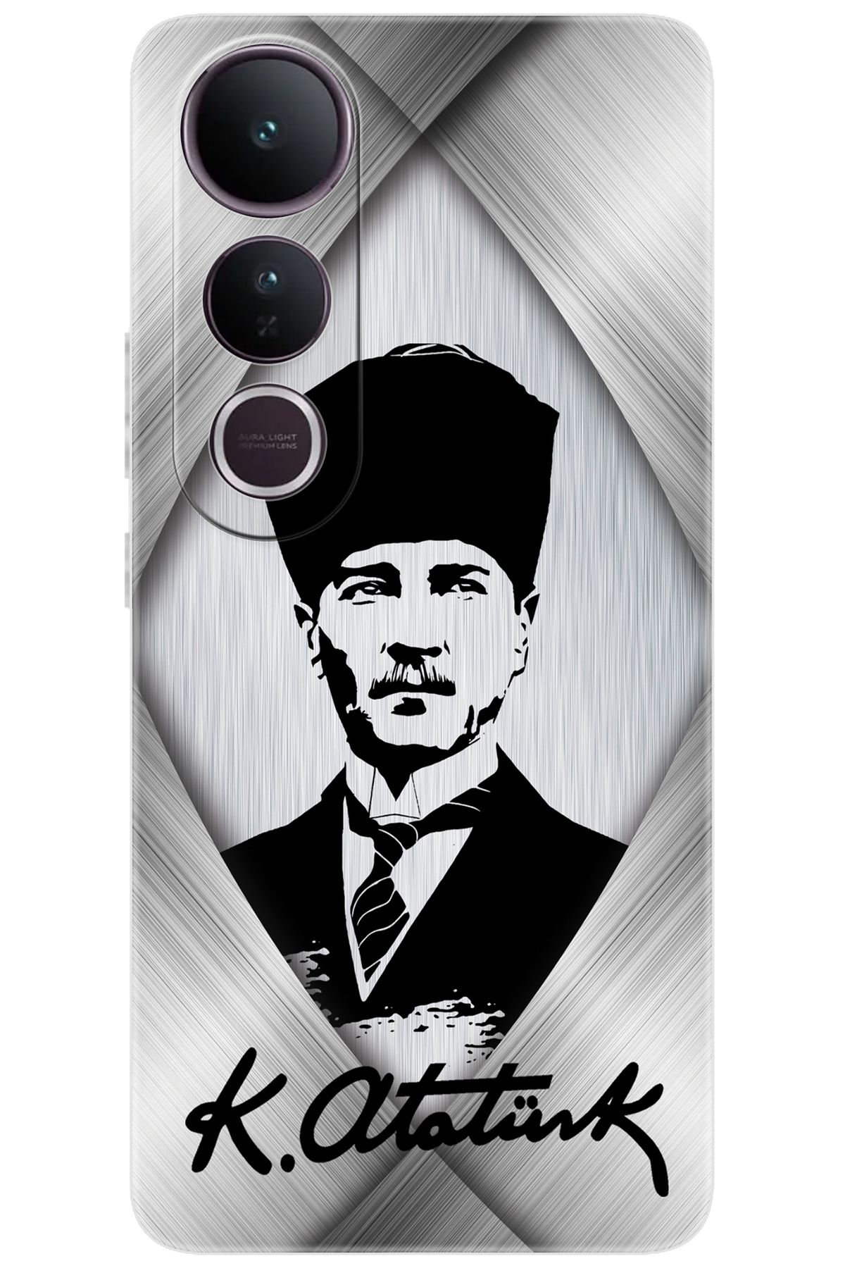 Ceppare Vivo V50 Lite 5G (V2441) Uyumlu Kılıf Desen Baskılı Silikon Atatürk Tasarım STK:402 CP-6eiKFx6