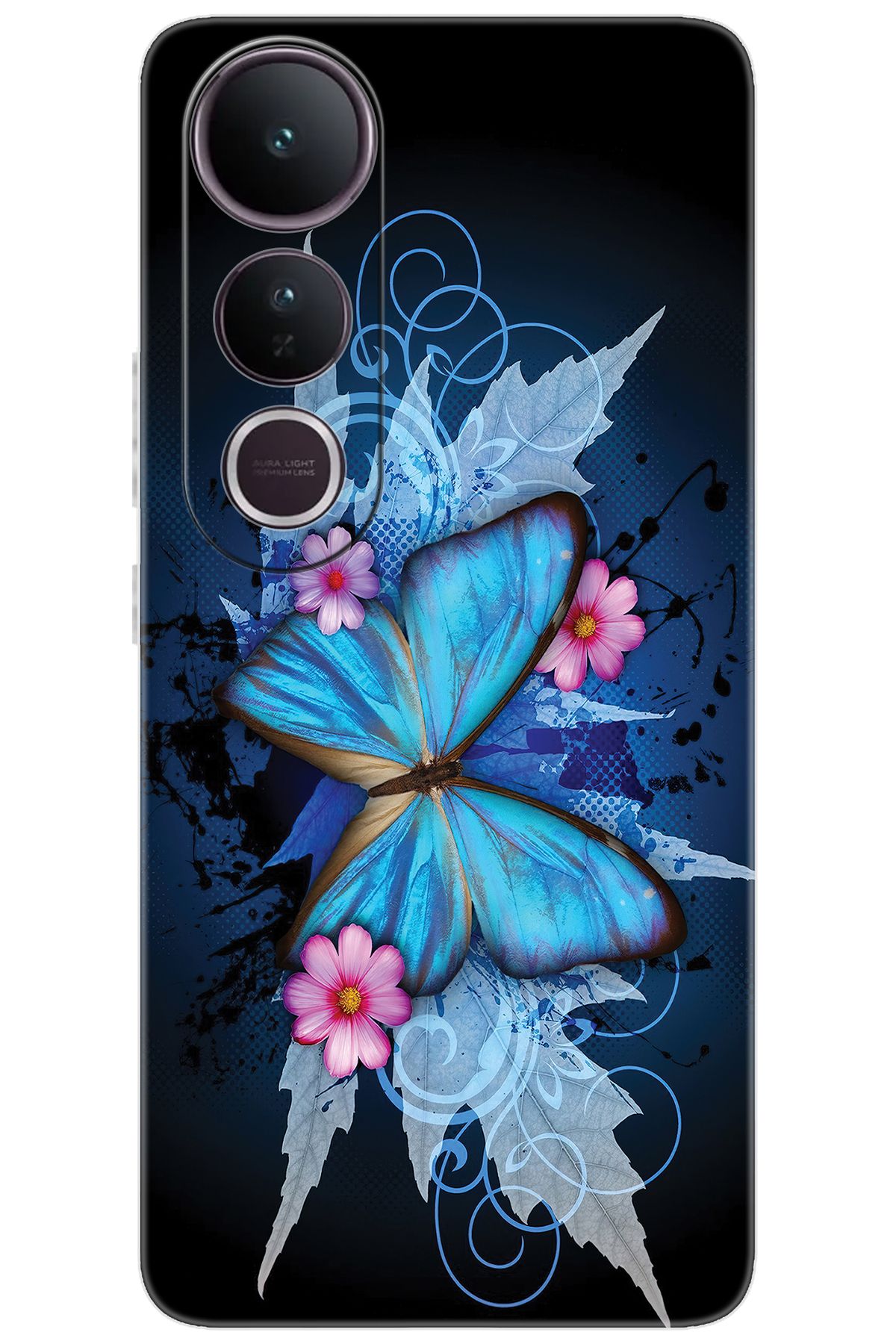 Ceppare Vivo V50 Lite 5G (V2441) Uyumlu Kılıf Desen Baskılı Silikon Kelebek Resim STK:550 CP-Lkel7Fa