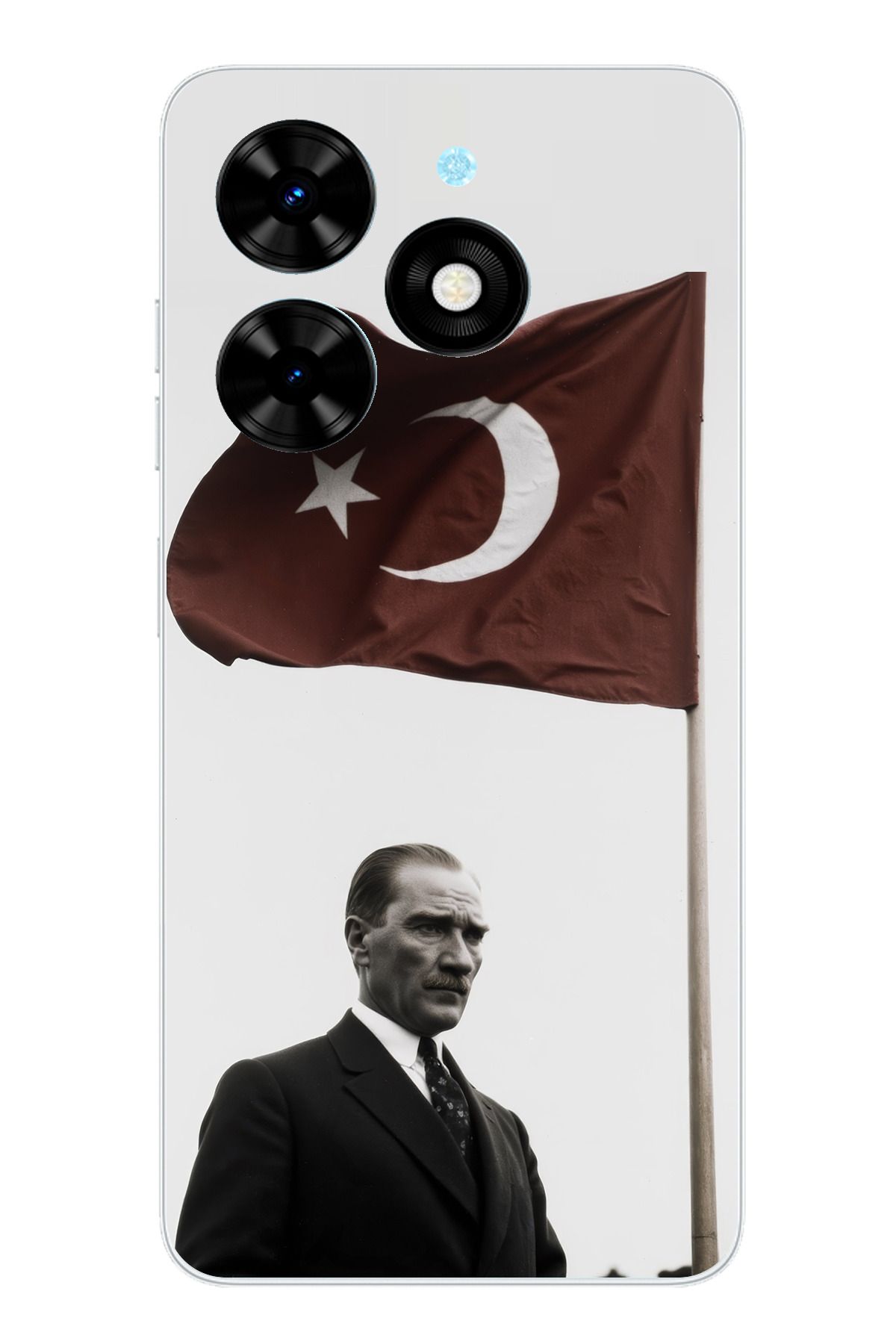 TechTree Tecno Spark 20 - 20C Uyumlu Atatürk Bayrak Şeffaf Silikon Kılıf