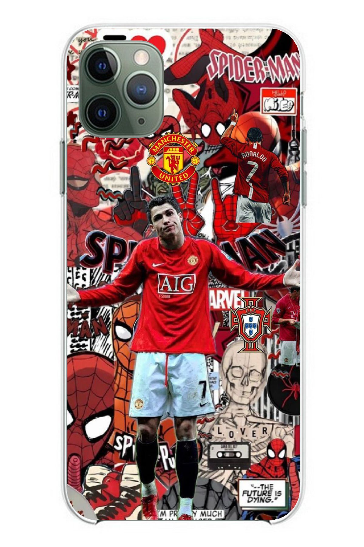 TechTree iPhone 11 PRO Uyumlu Kırmızı Şeytanlar Ronaldo Tasarımlı Şeffaf Silikon Kılıf