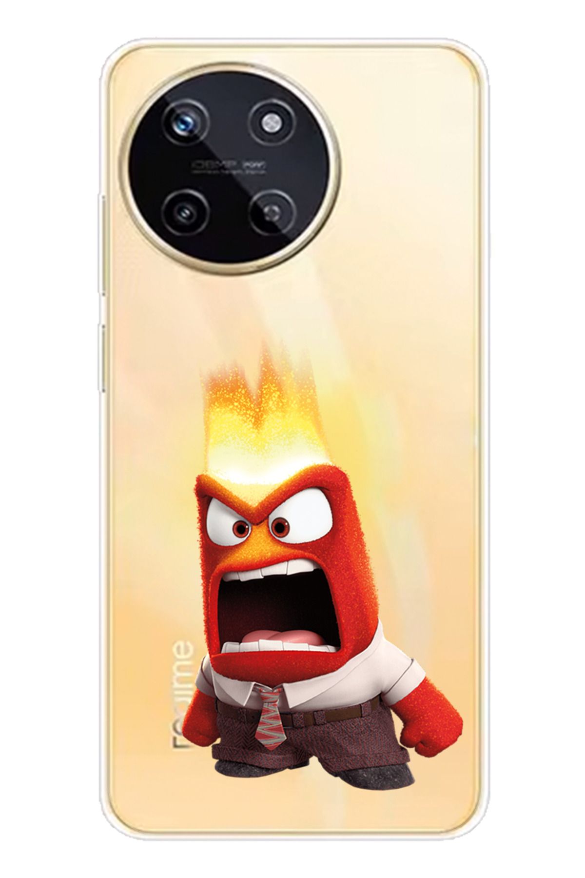 TechTree Realme 11 4G Uyumlu Ters Yüz Kızgın Anger Tasarımlı Şeffaf Silikon Kılıf