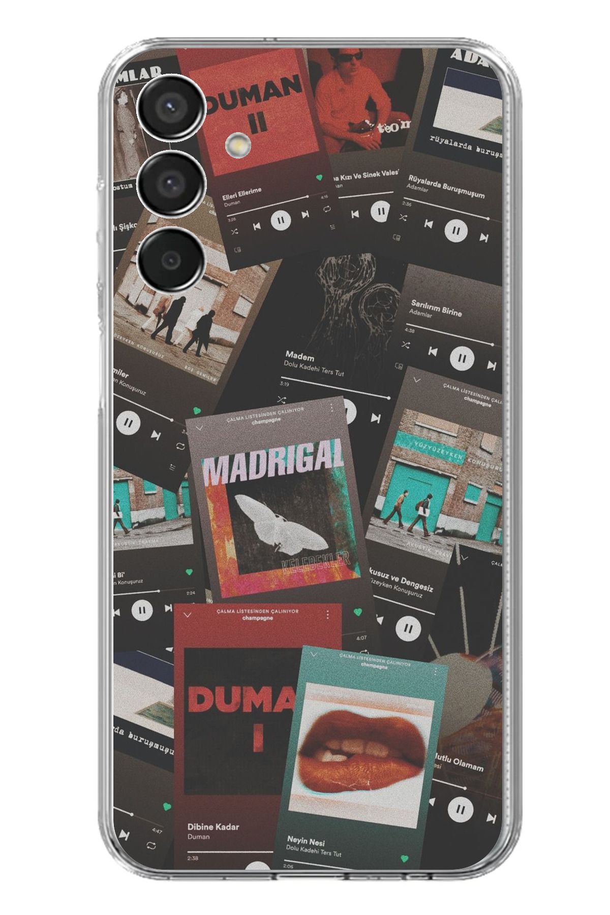 TechTree Samsung Galaxy M15 Uyumlu Türkçe Rock Müzikler Tasarımlı Şeffaf Silikon Kılıf